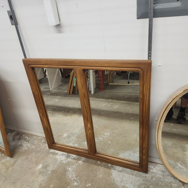 Double Panel Wall Mirror Wood Frame