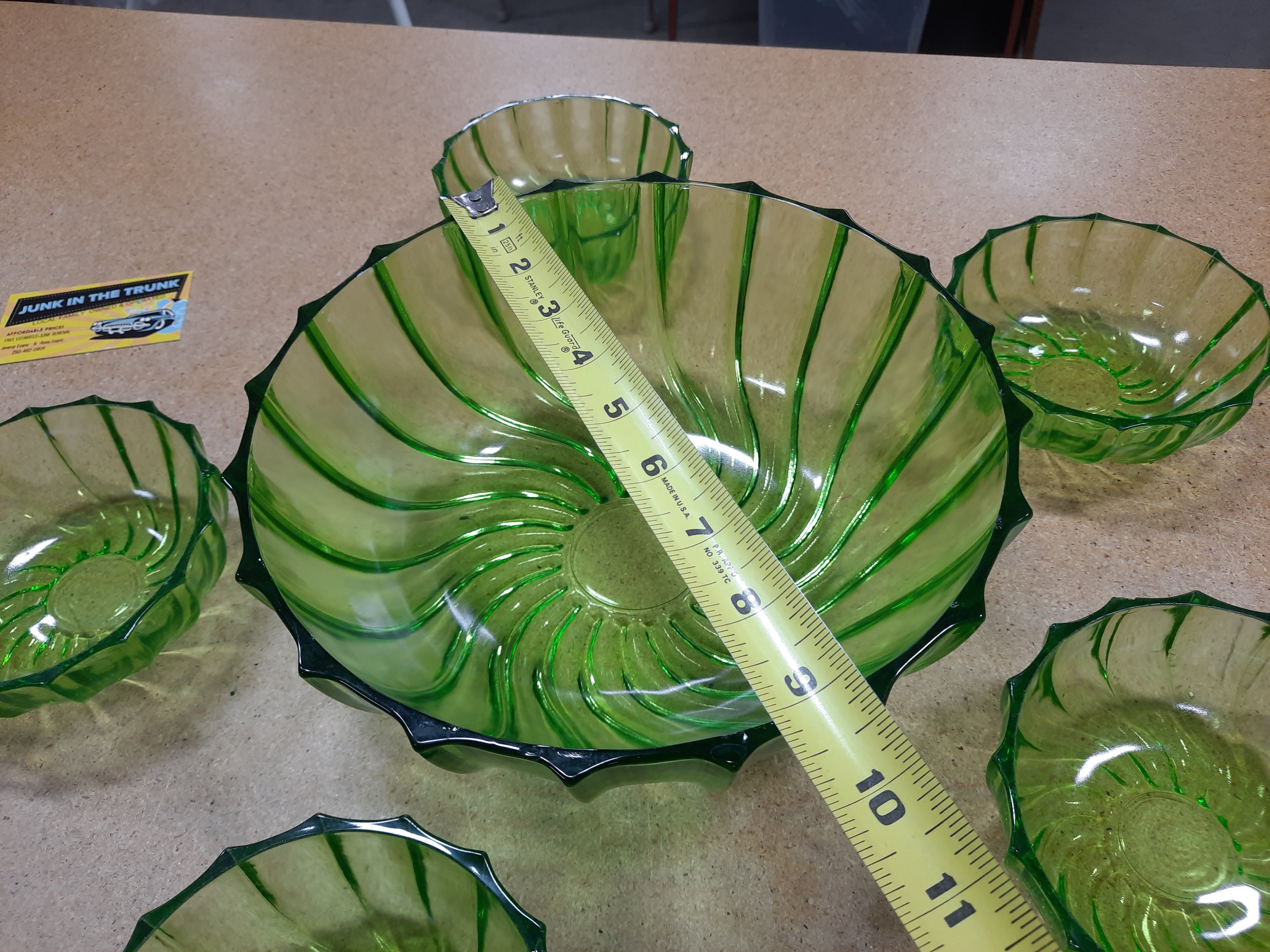 Green Glass Bowl Set