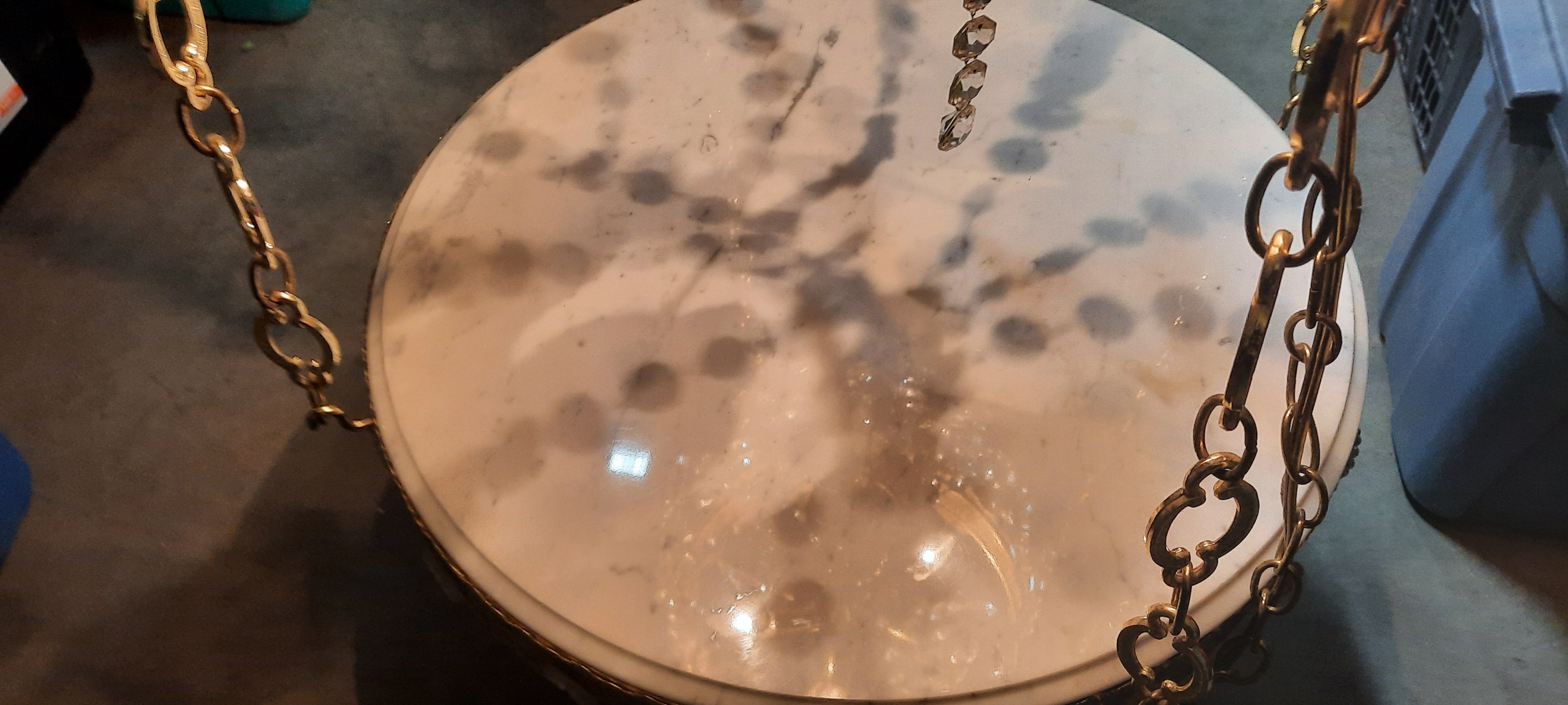 Rare Find. Electric Swag lamp with floating marble table