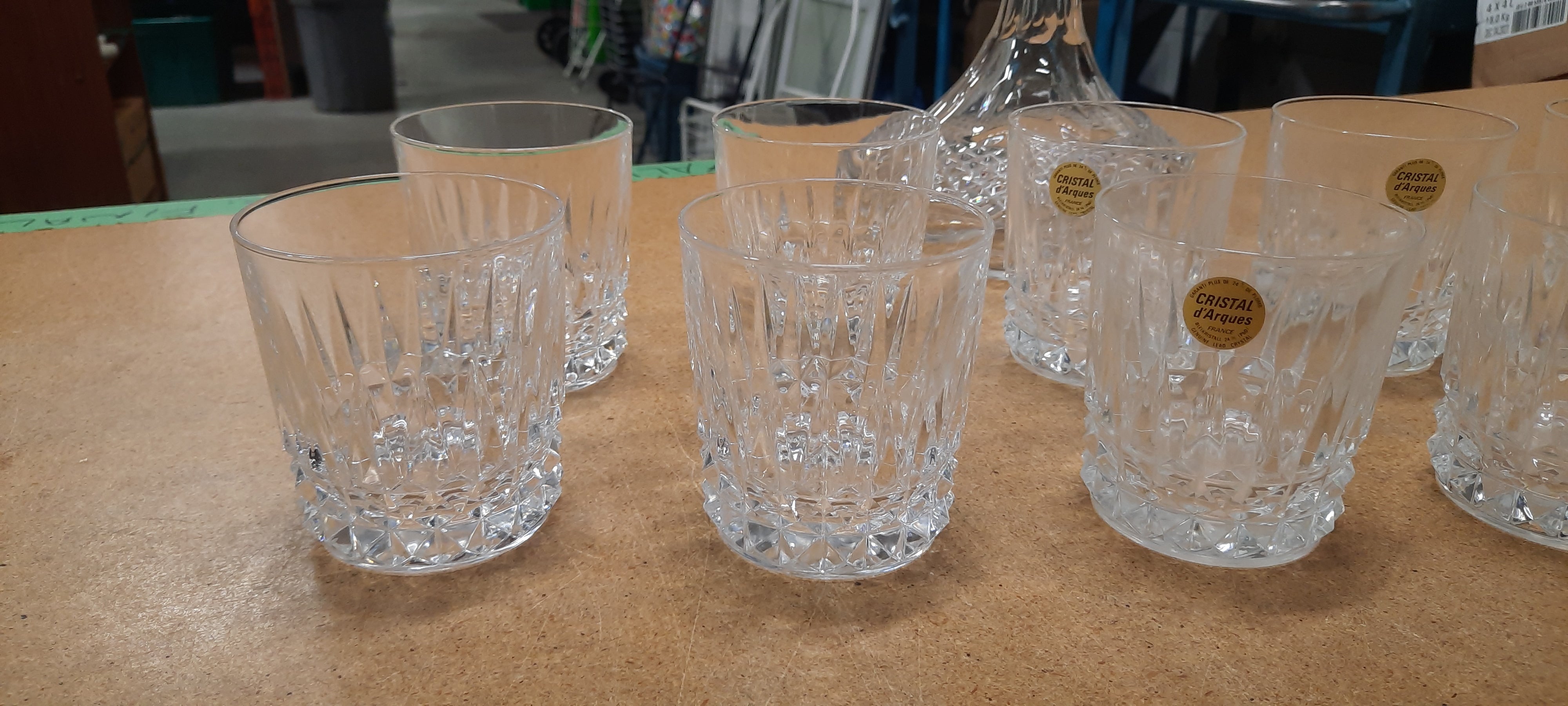 Crystal Decanter & 10 crystal glasses