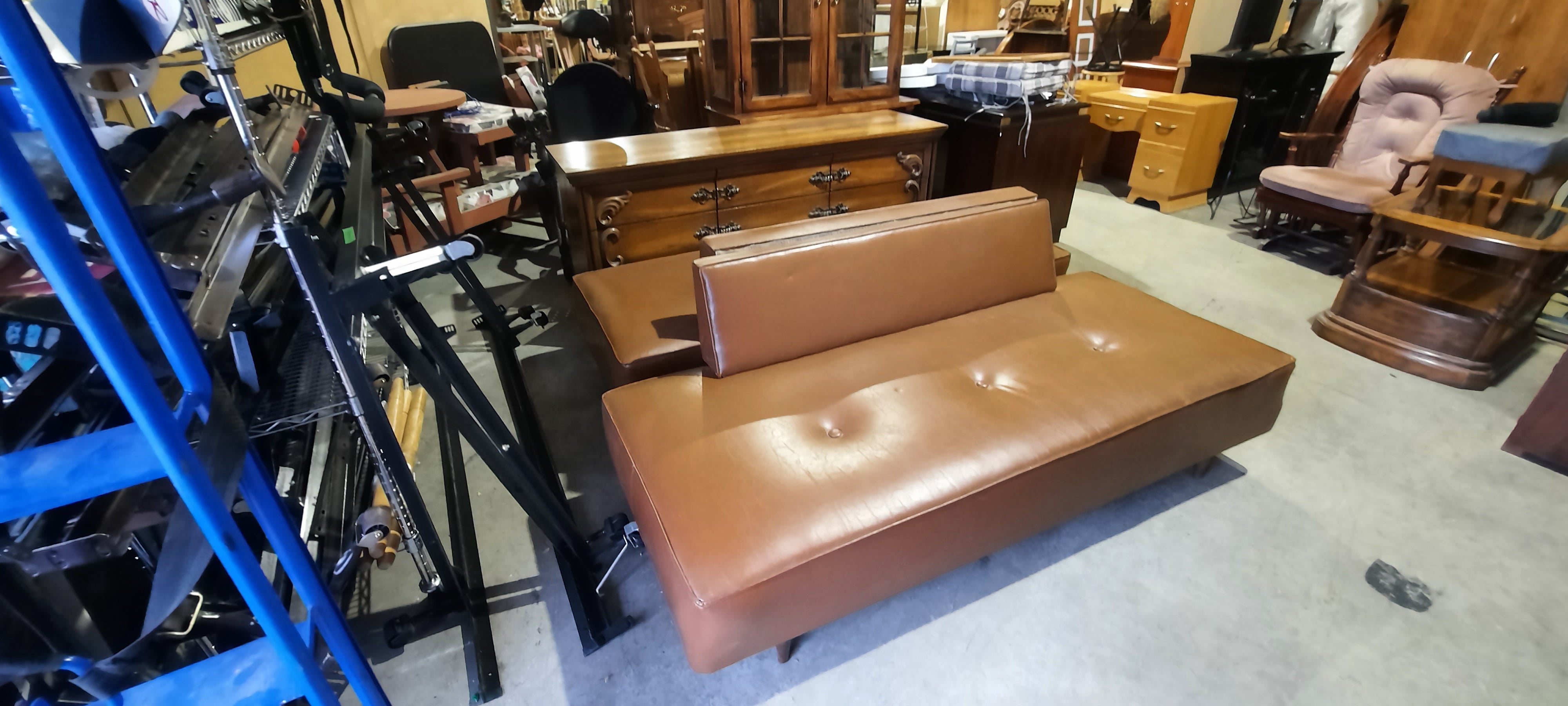 1970s leather couches/ can be arranged into a sectional and Electric recliner