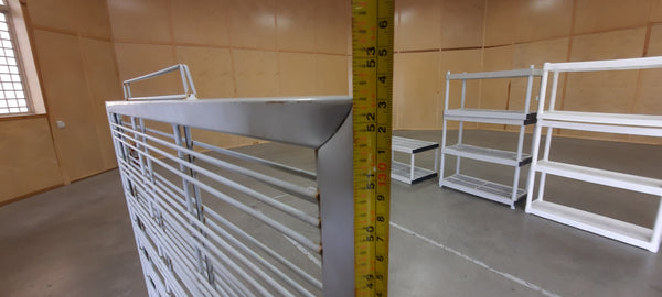 Metal display rack on wheels