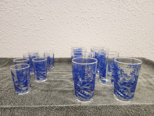 Blue willow stitched glasses x15