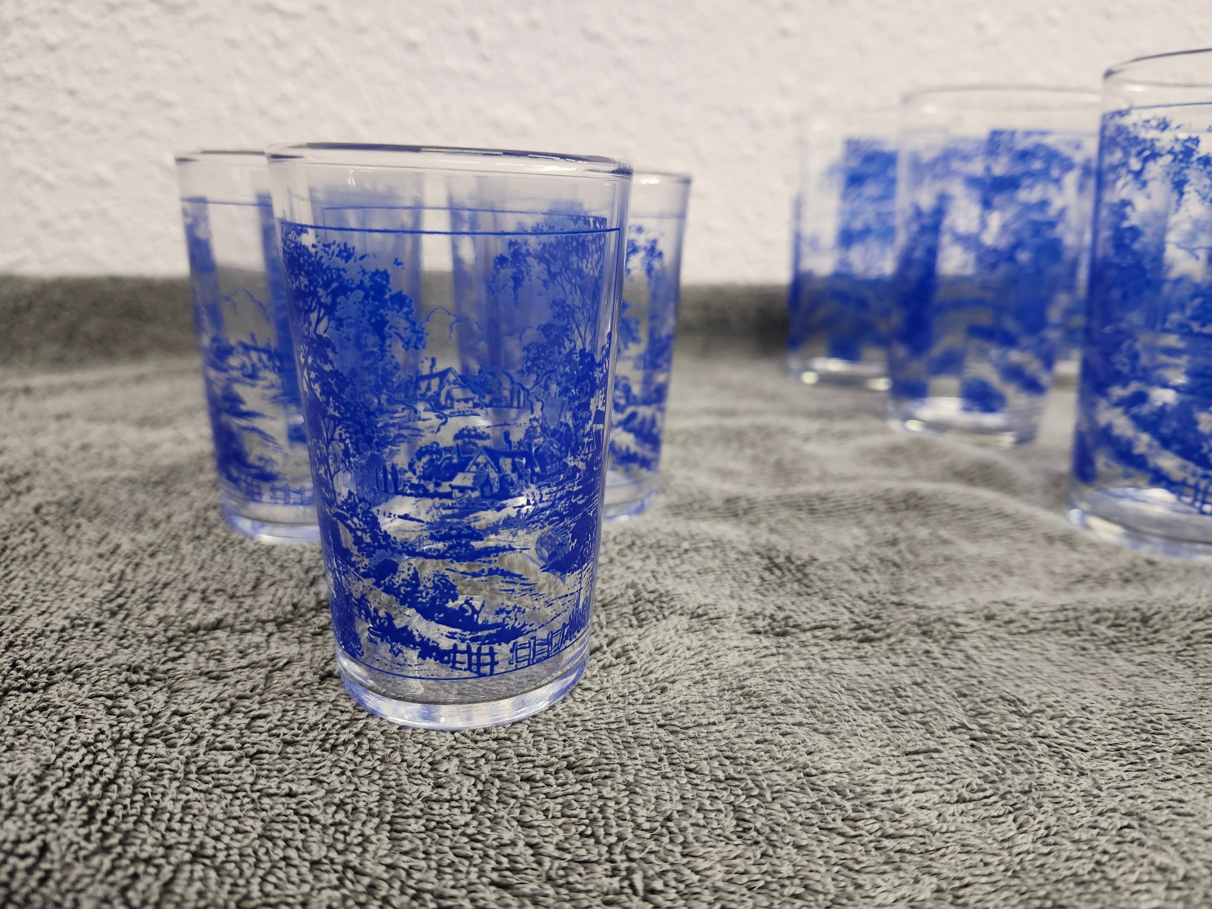 Blue willow stitched glasses x15
