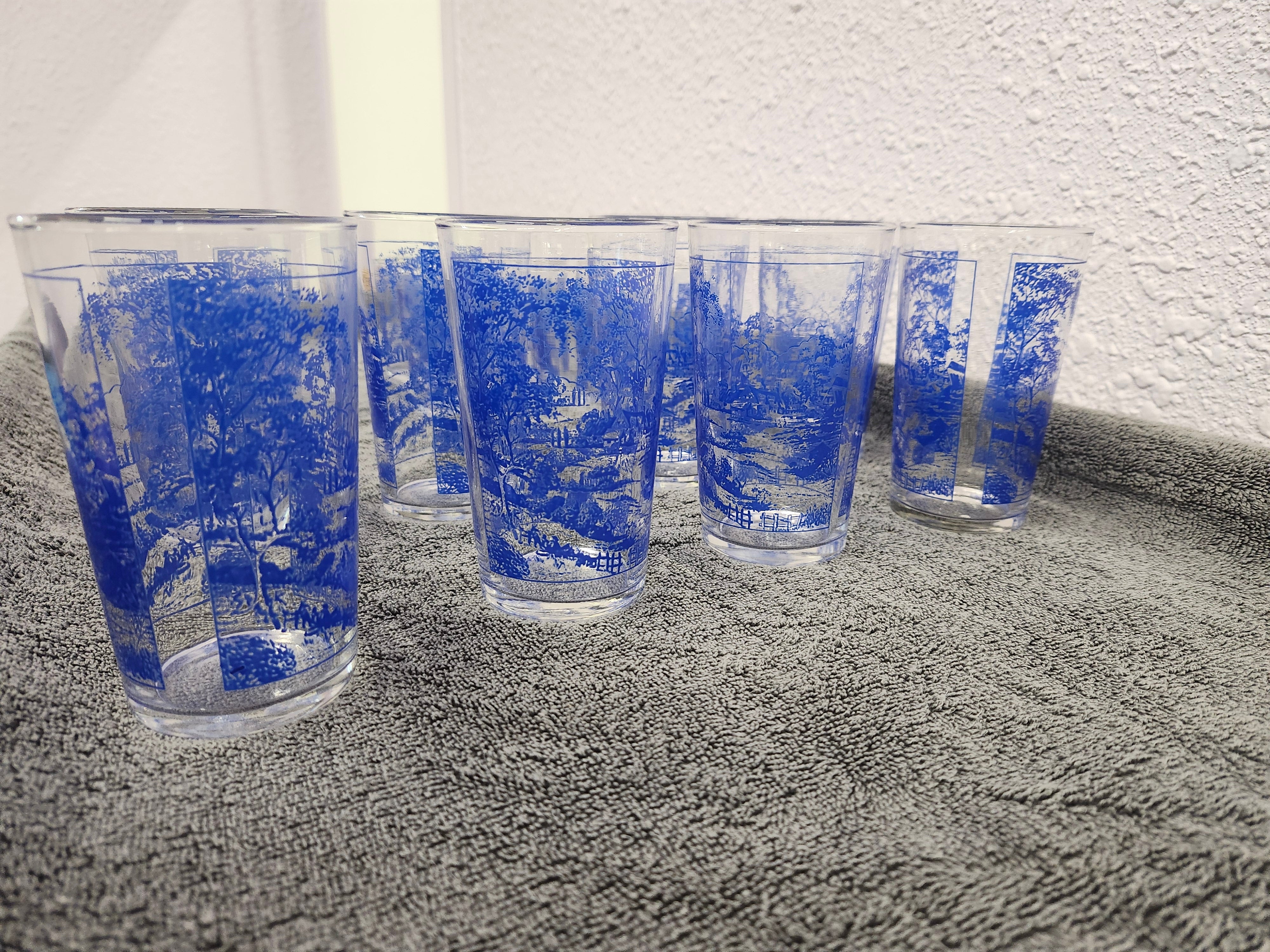 Blue willow stitched glasses x15