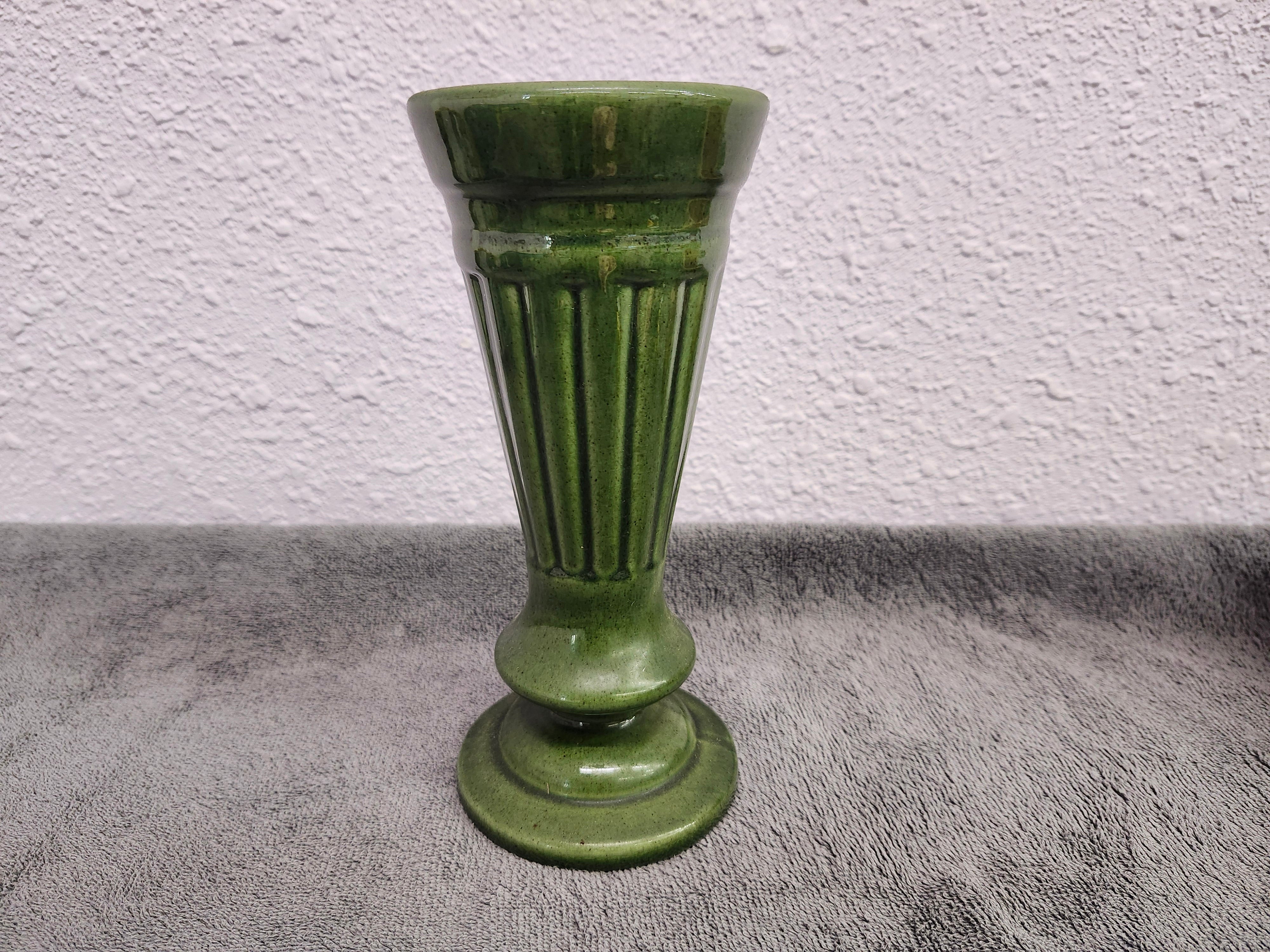 Pottery green vase