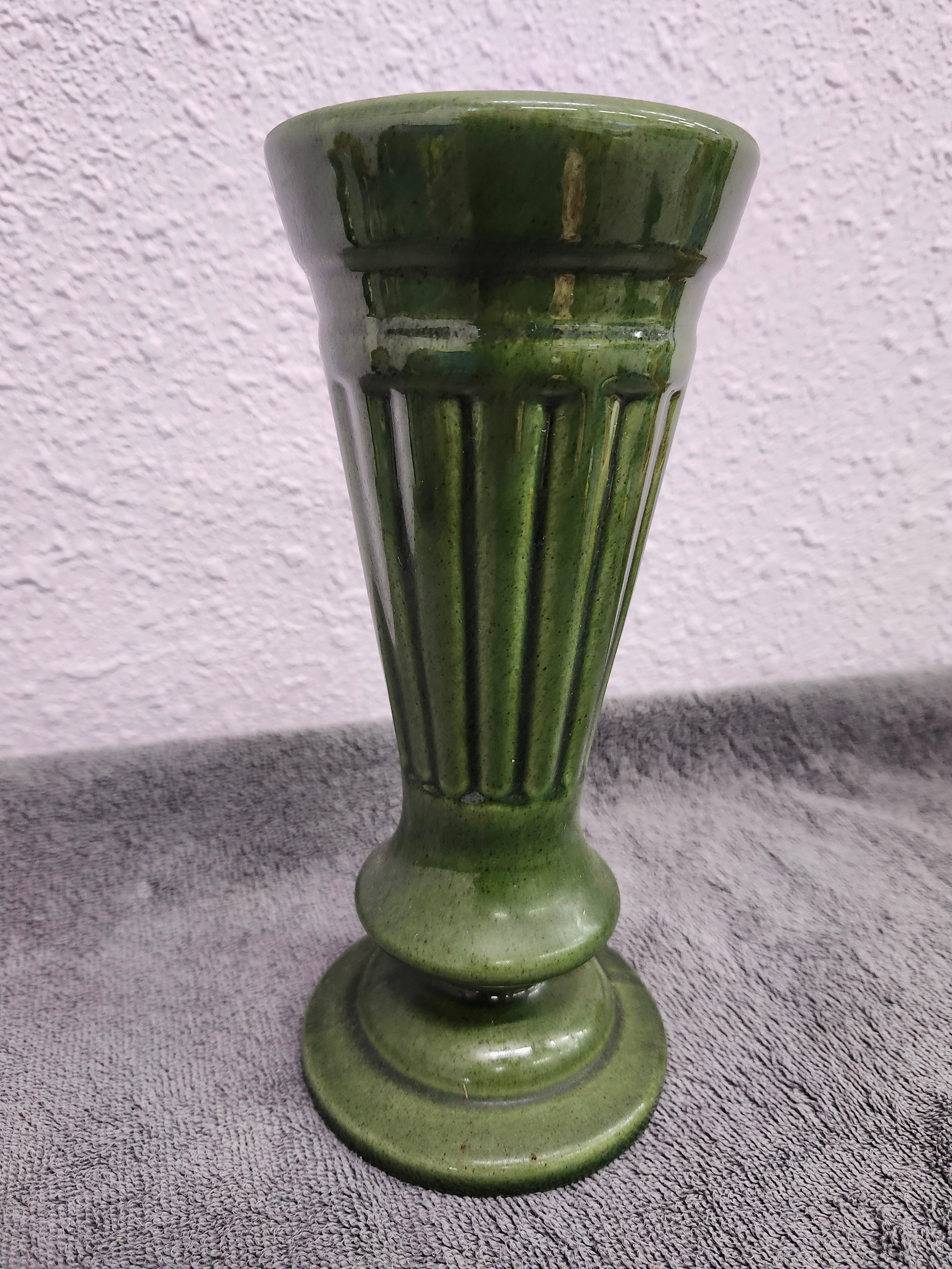Pottery green vase