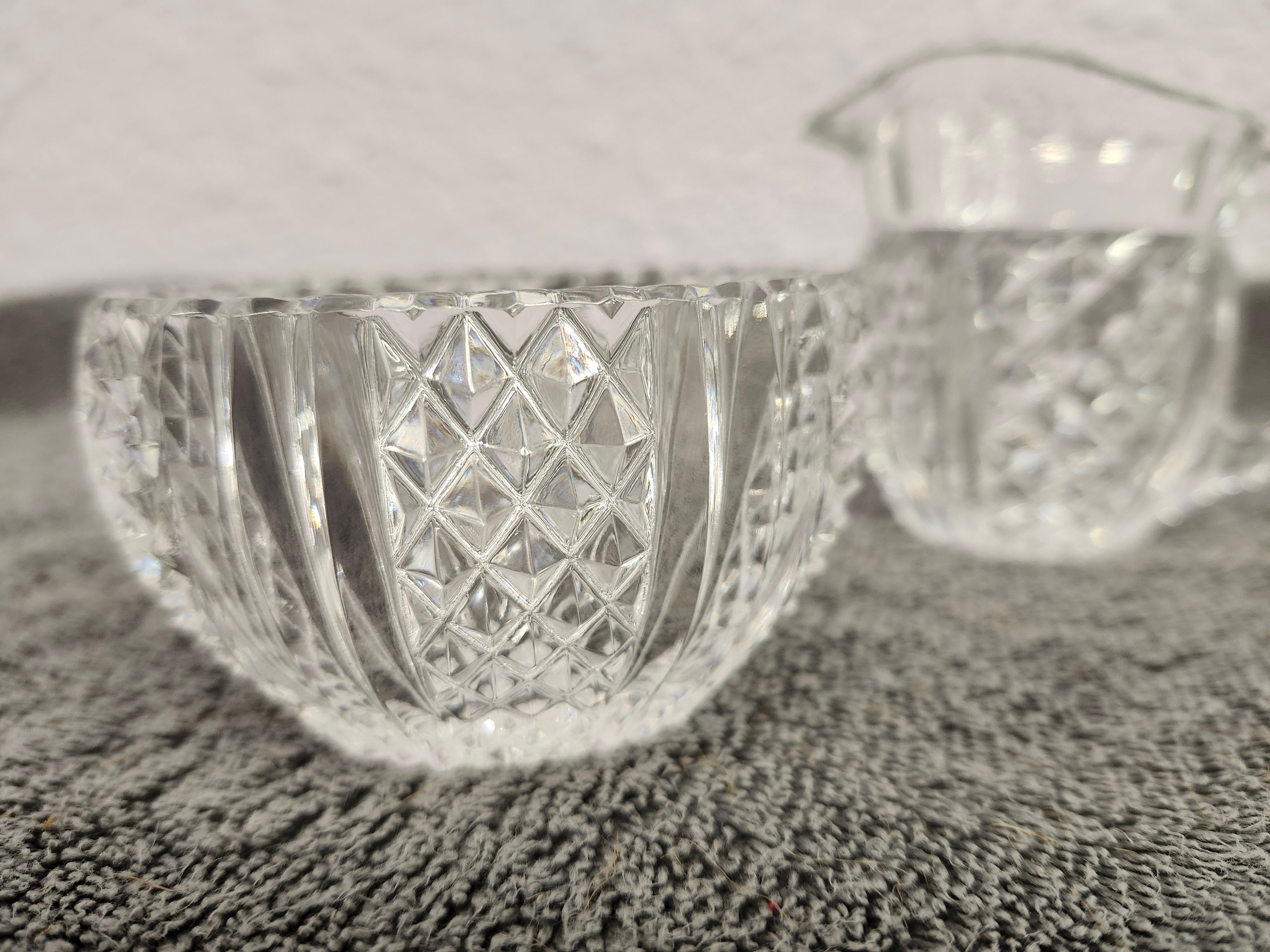 MCM diamond cut clear crystal cream & sugar set