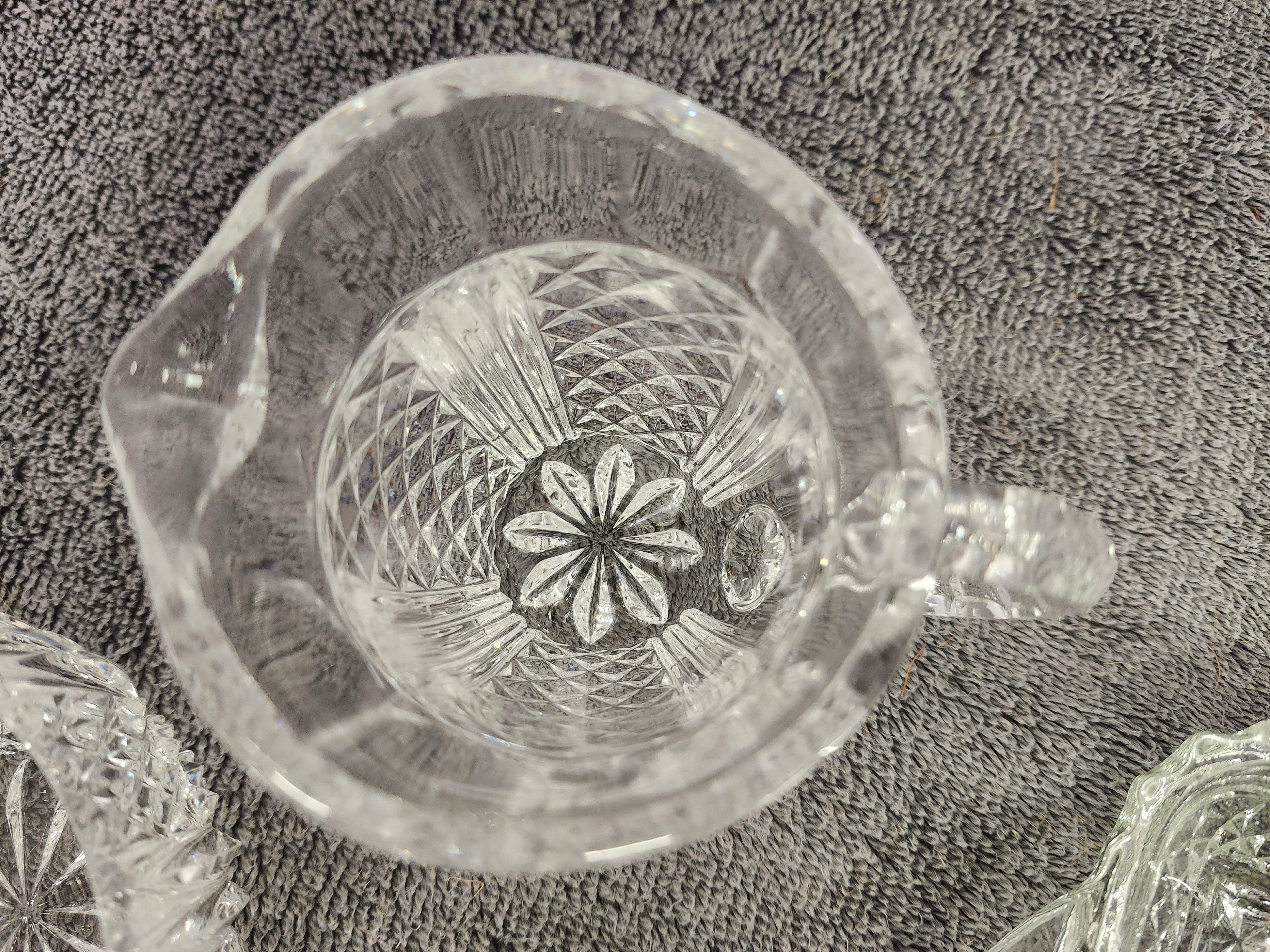 MCM diamond cut clear crystal cream & sugar set