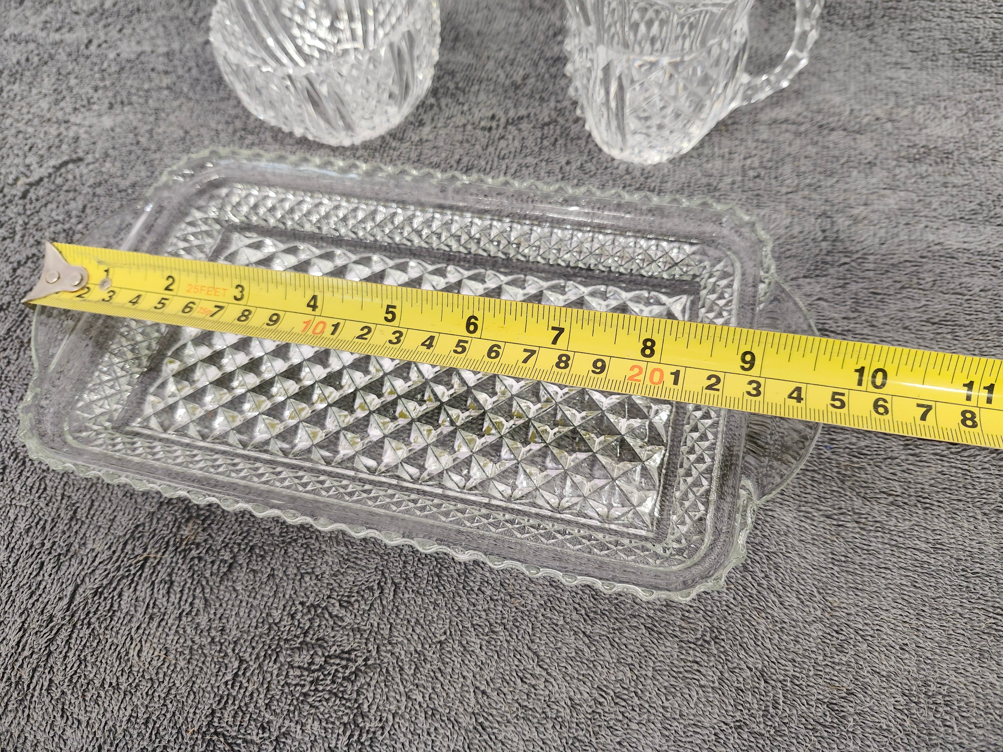 MCM diamond cut clear crystal cream & sugar set