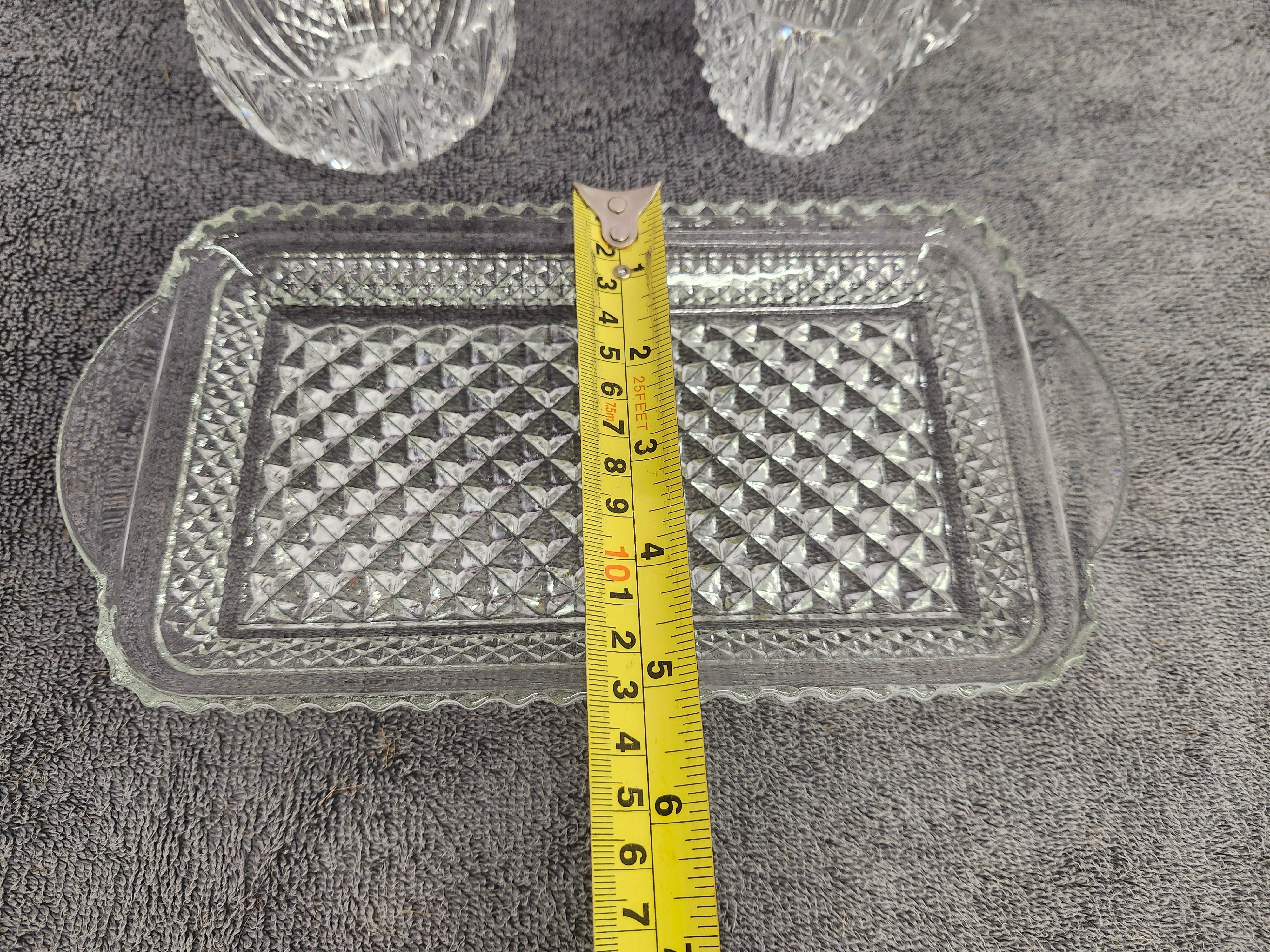 MCM diamond cut clear crystal cream & sugar set