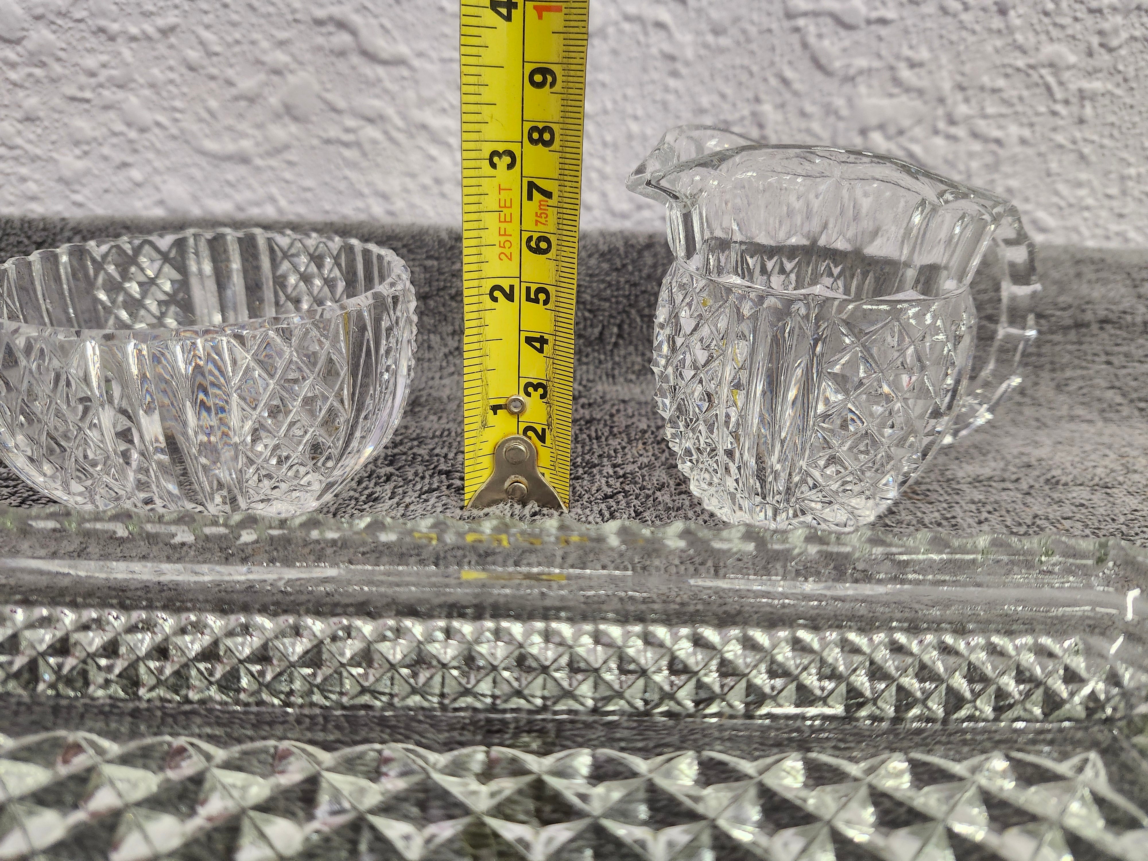 MCM diamond cut clear crystal cream & sugar set