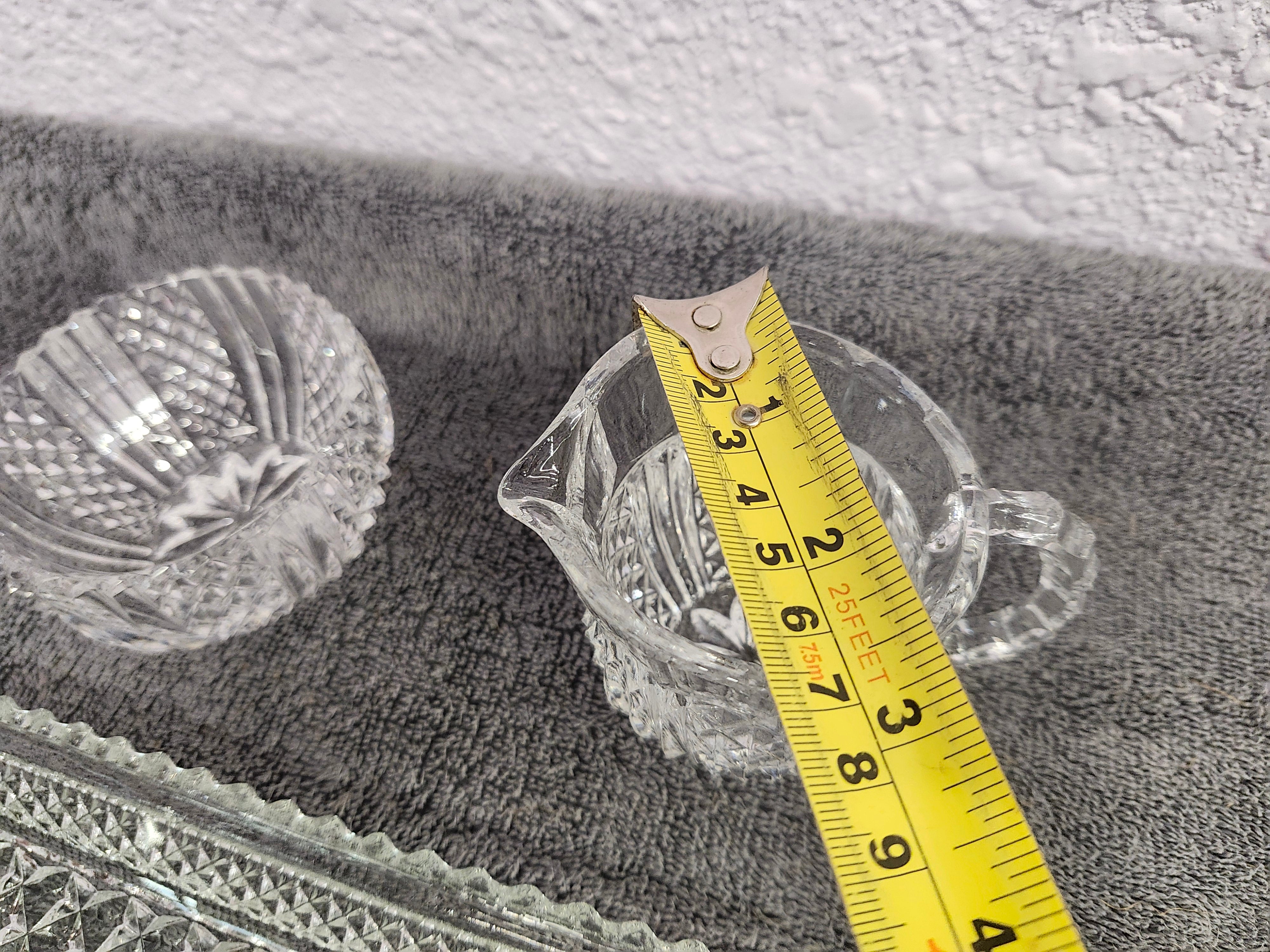 MCM diamond cut clear crystal cream & sugar set