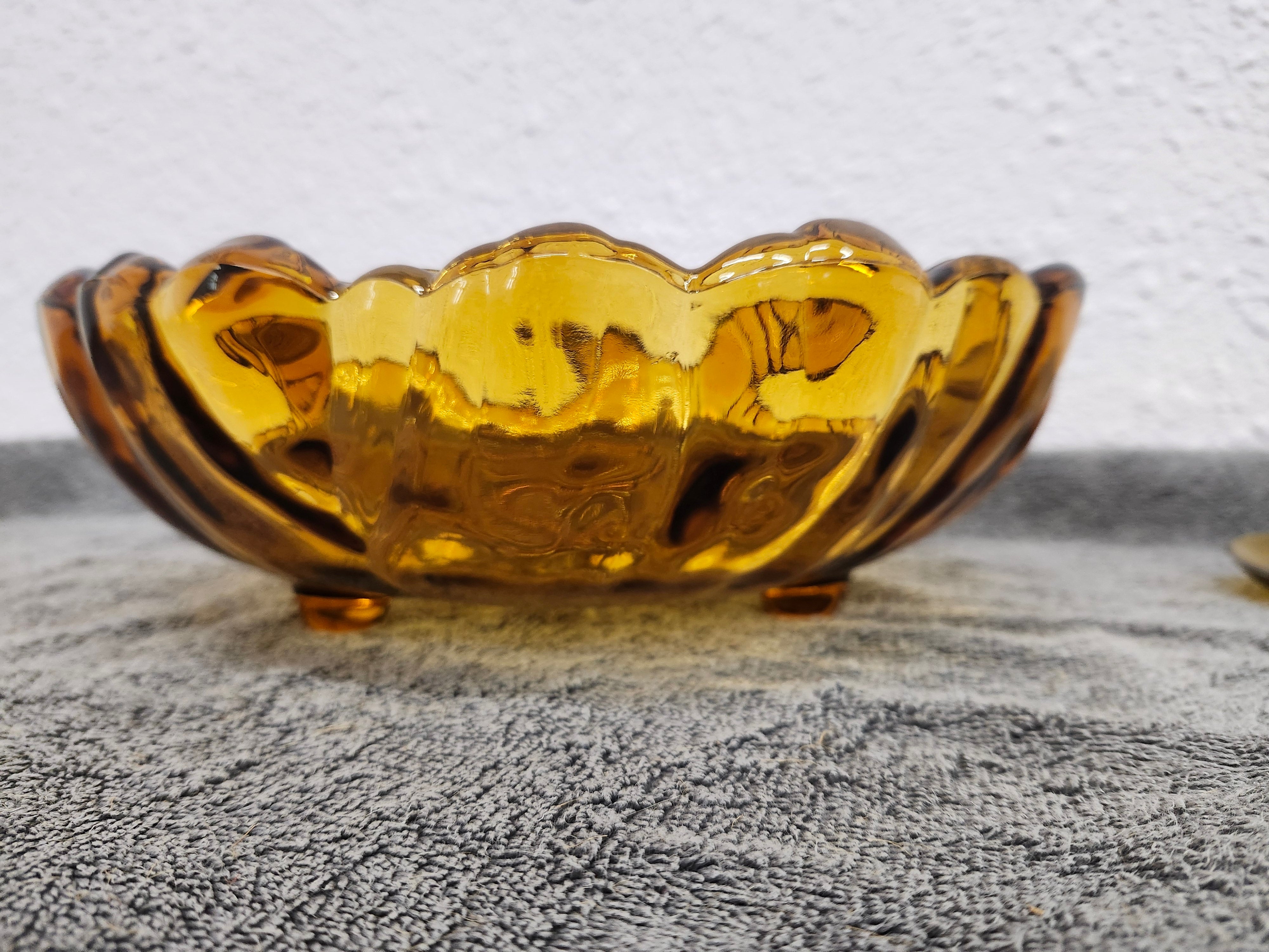 MCM Amber fruit or salad bowl with spoons