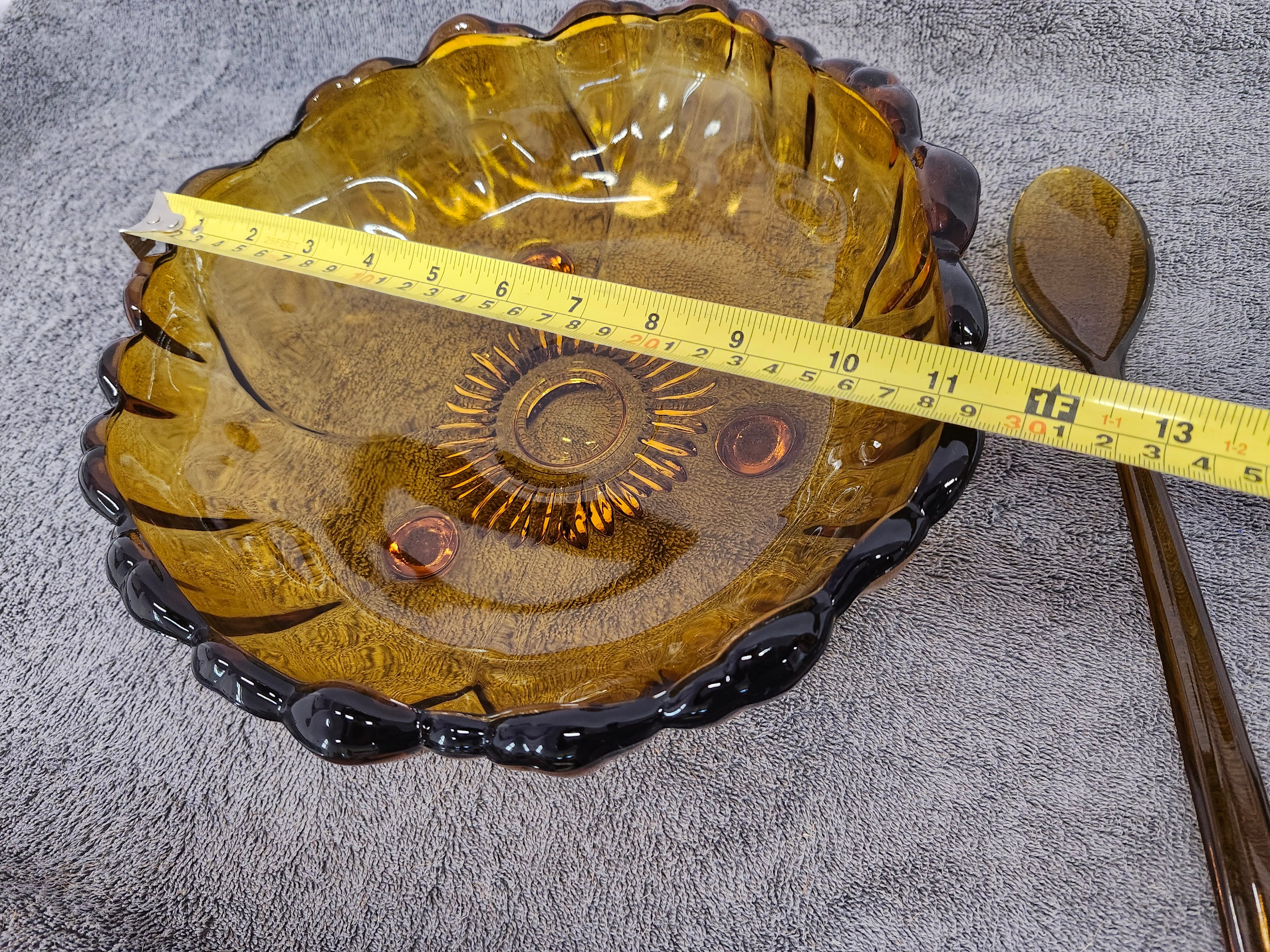 MCM Amber fruit or salad bowl with spoons