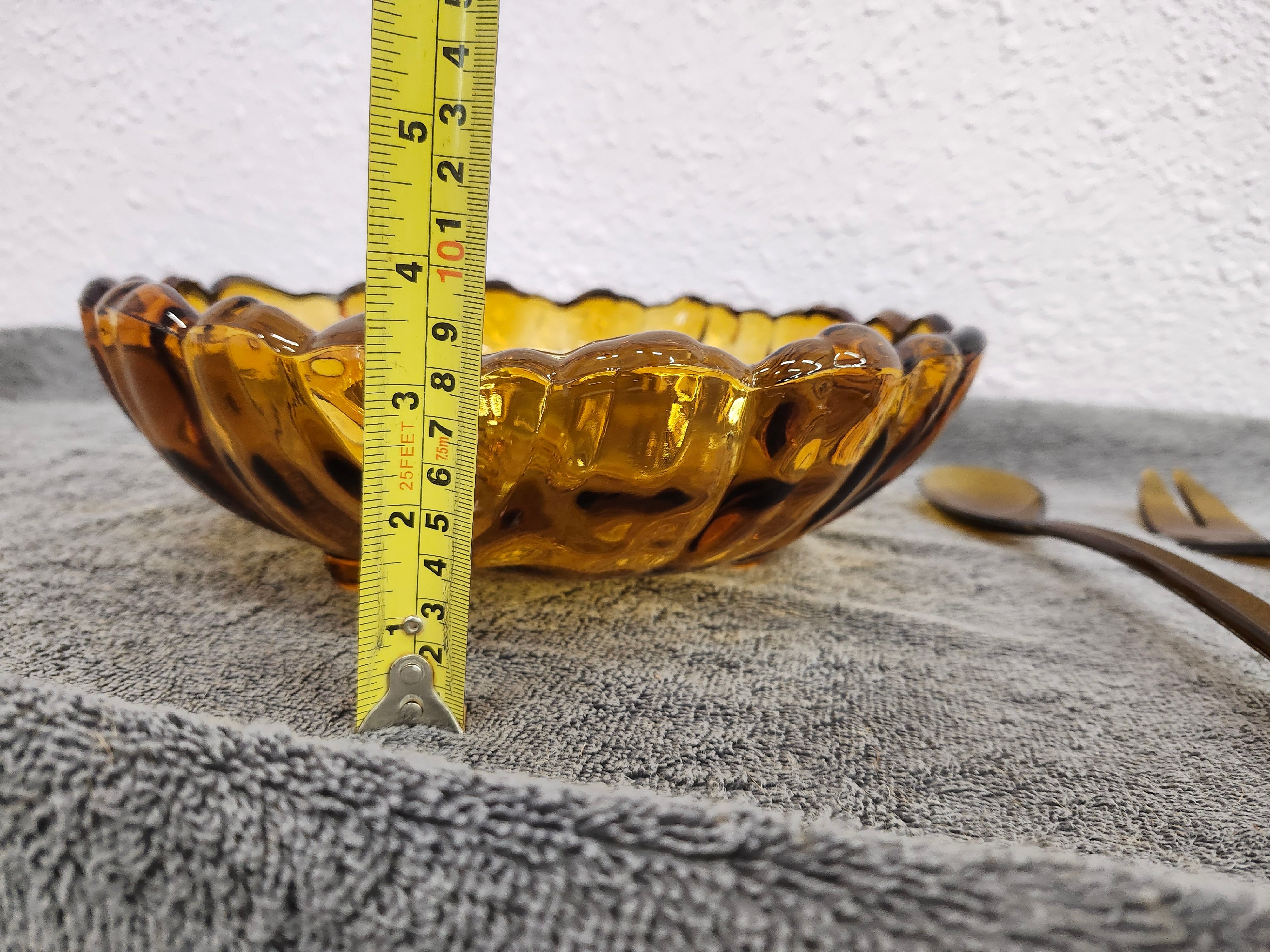 MCM Amber fruit or salad bowl with spoons