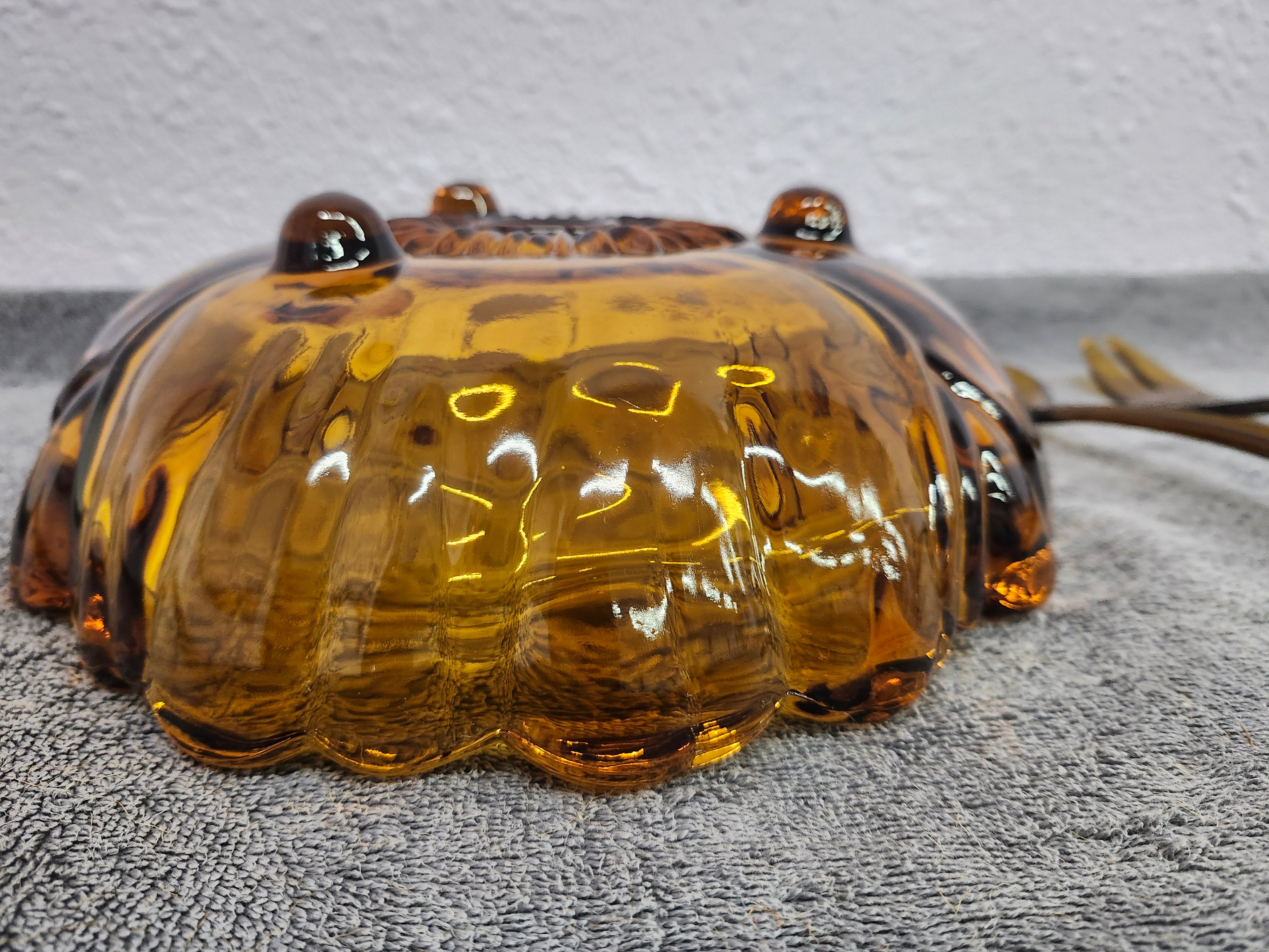 MCM Amber fruit or salad bowl with spoons