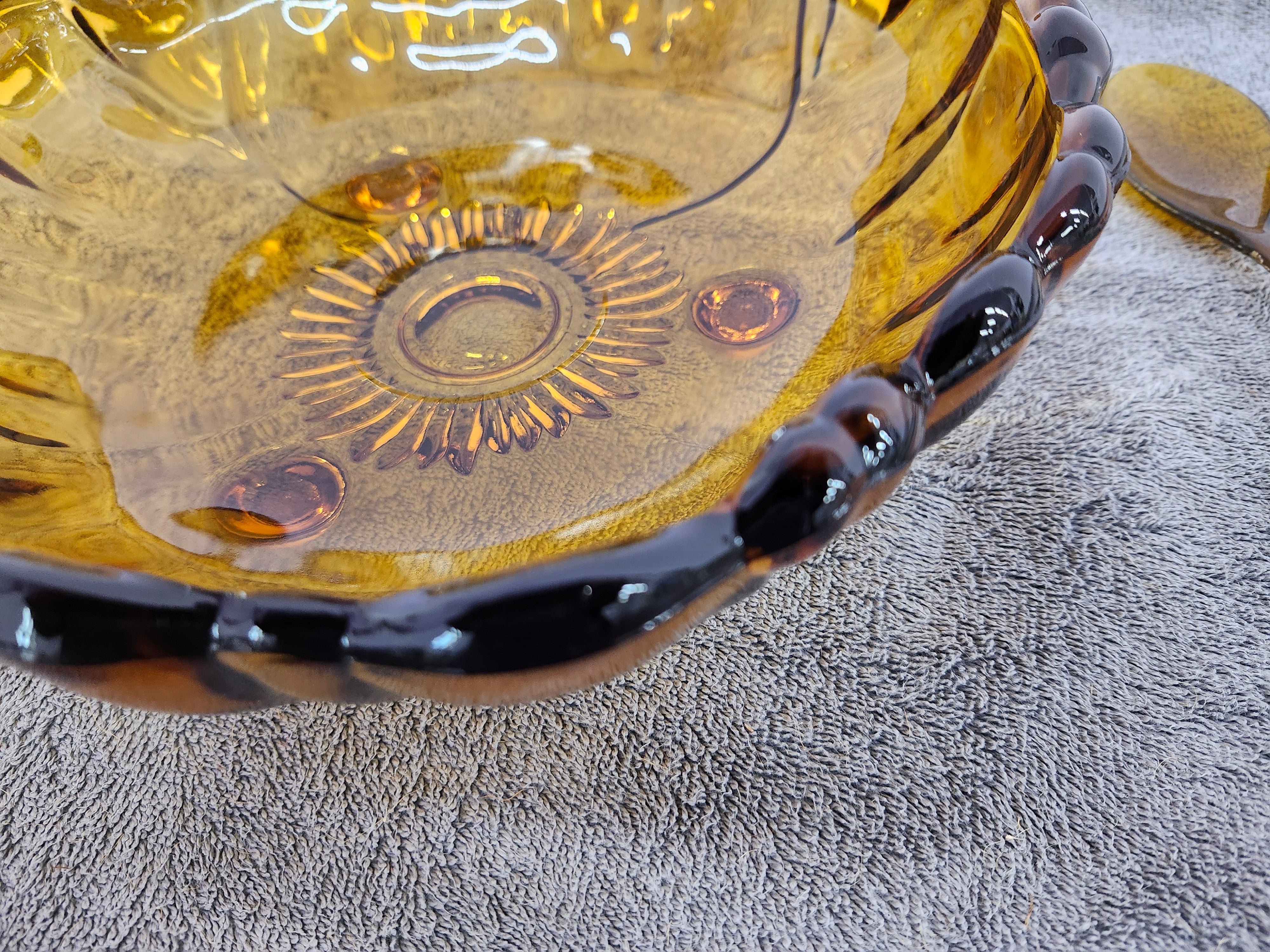 MCM Amber fruit or salad bowl with spoons