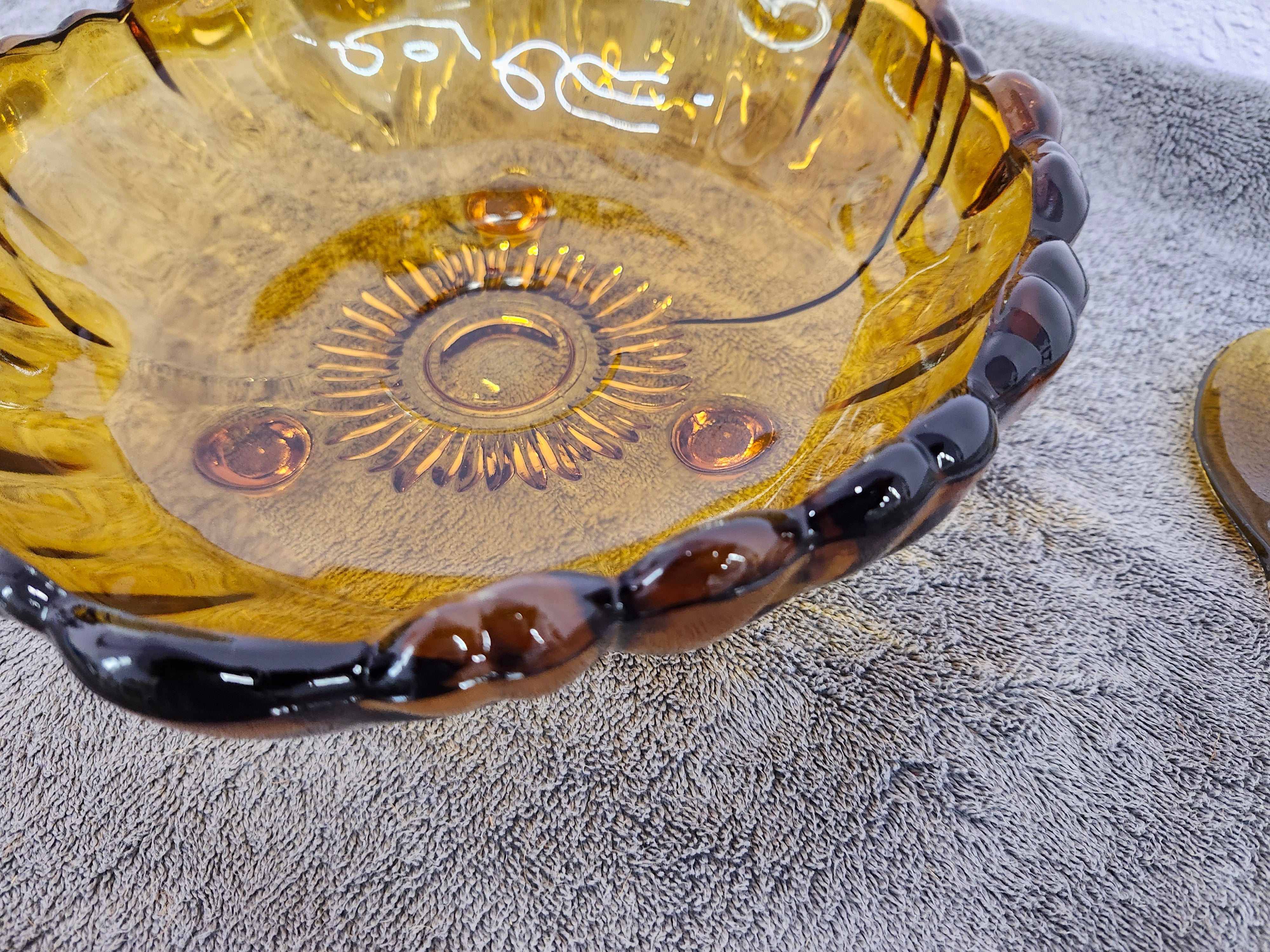 MCM Amber fruit or salad bowl with spoons