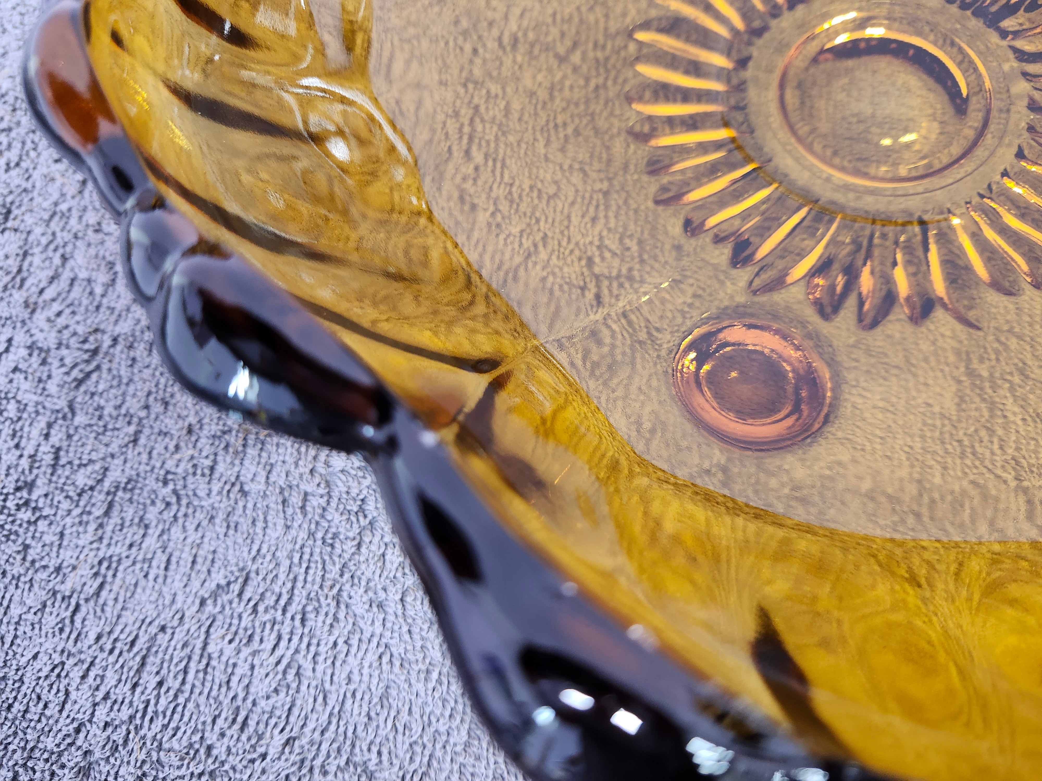 MCM Amber fruit or salad bowl with spoons