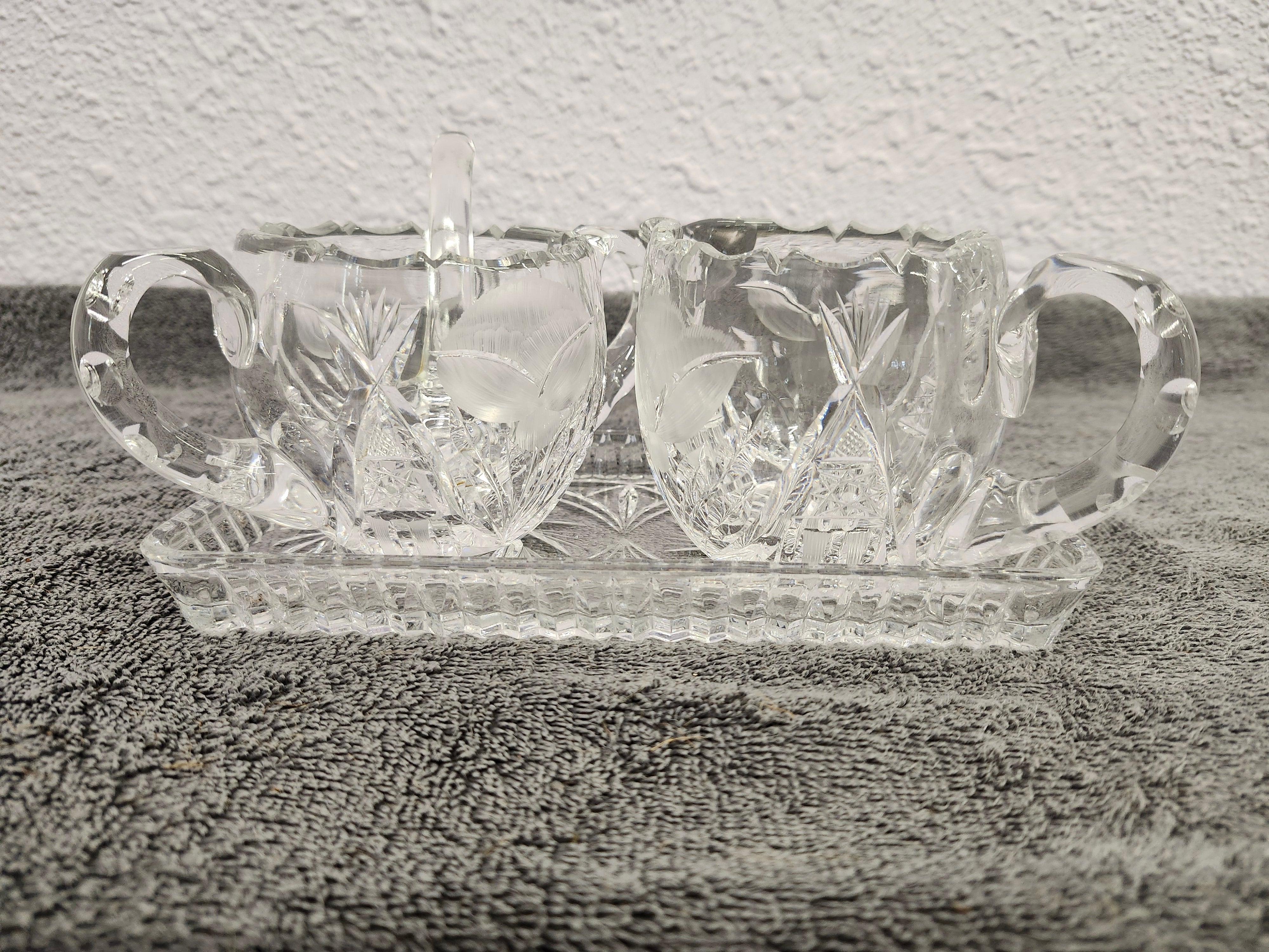 Cream & sugar set with glass spoon