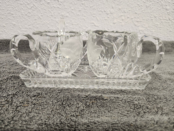 Cream & sugar set with glass spoon