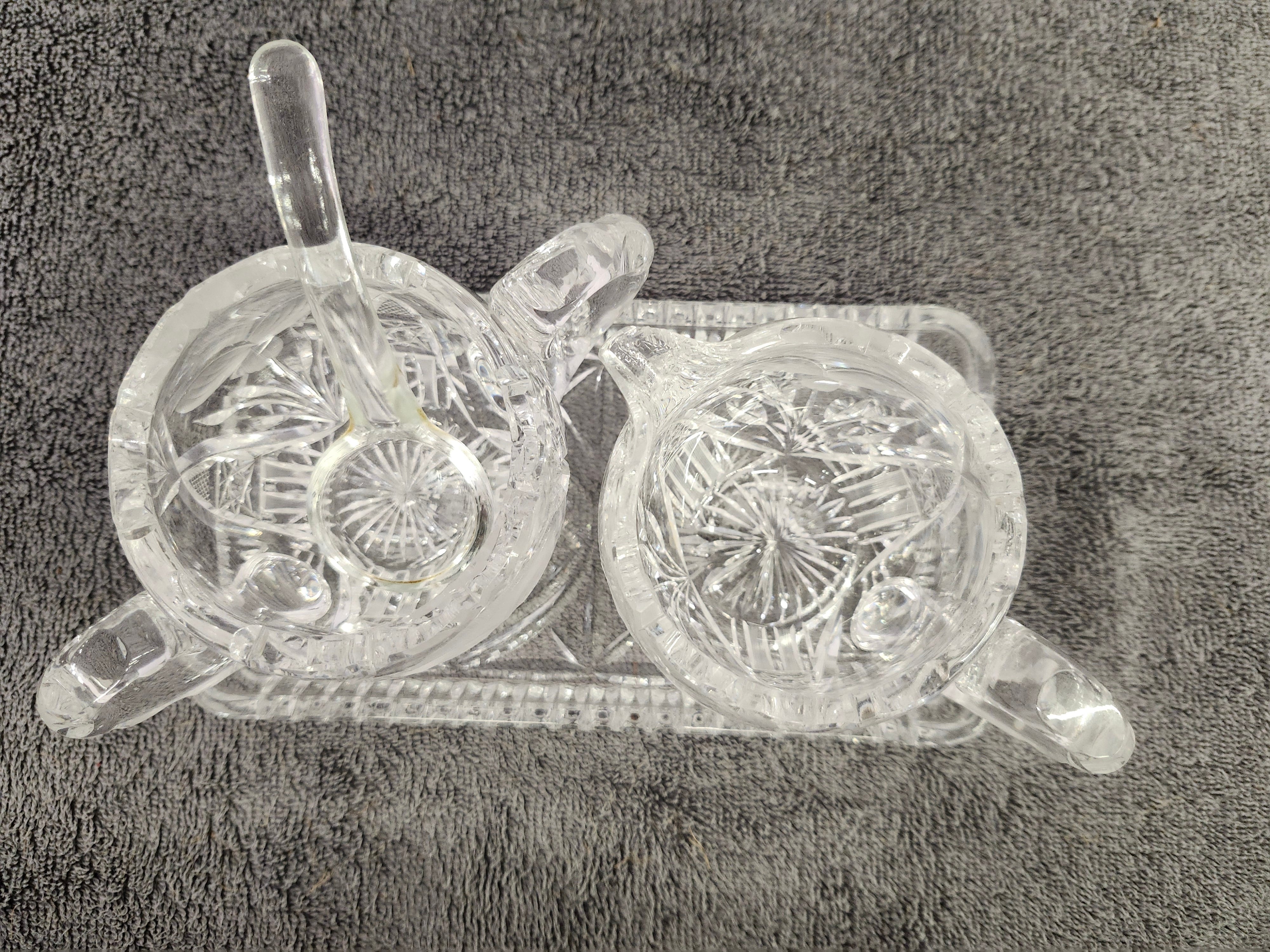 Cream & sugar set with glass spoon