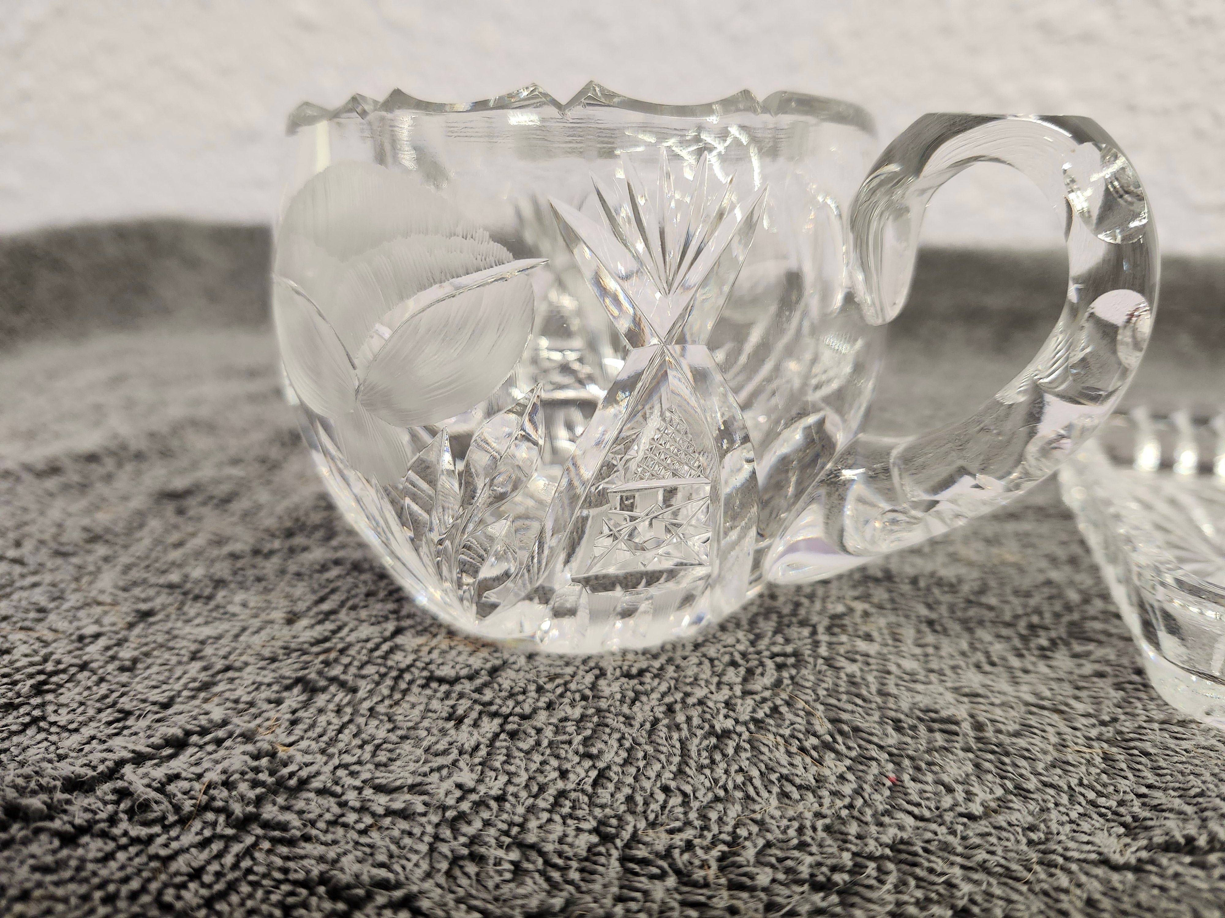 Cream & sugar set with glass spoon