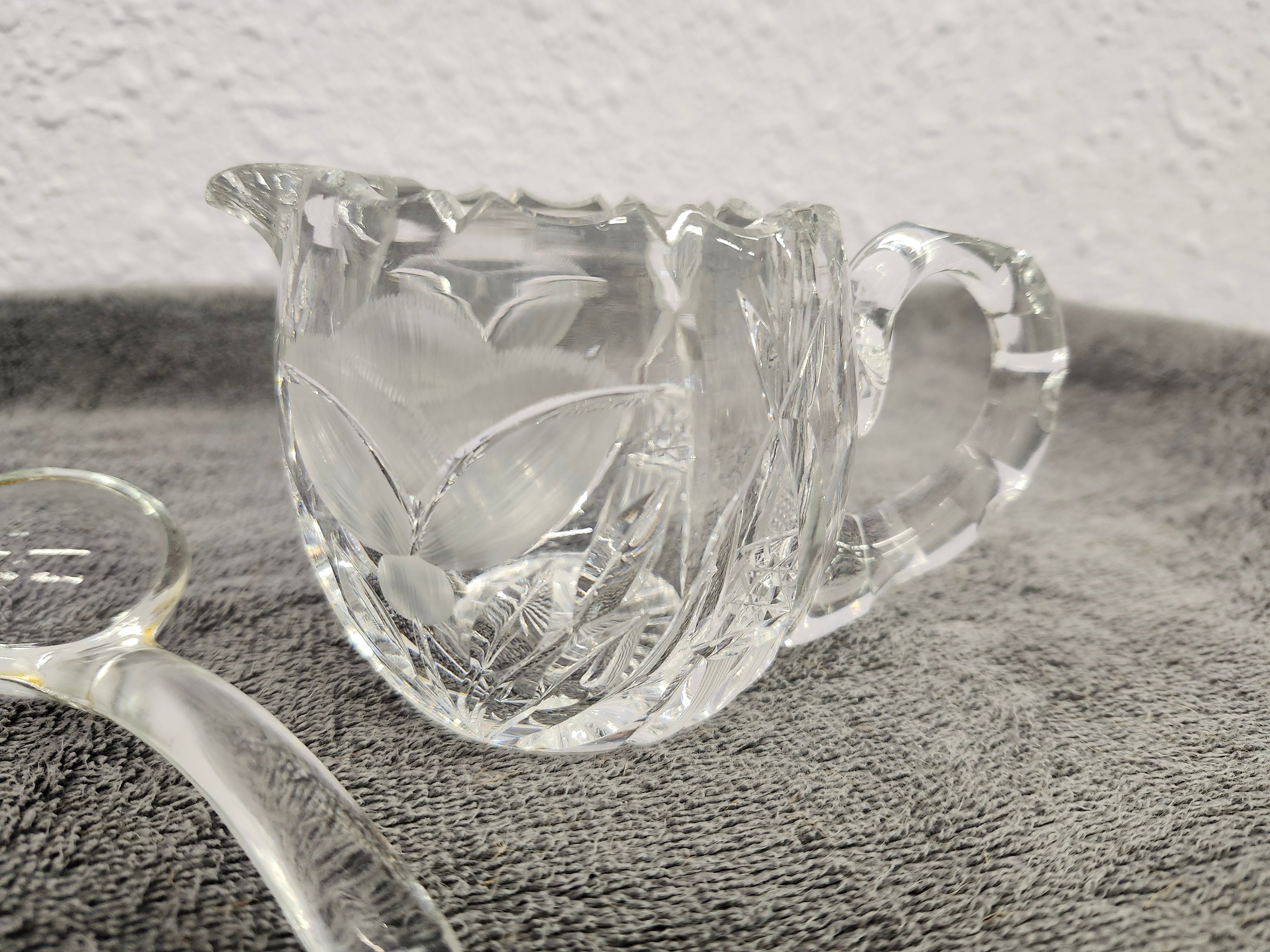 Cream & sugar set with glass spoon