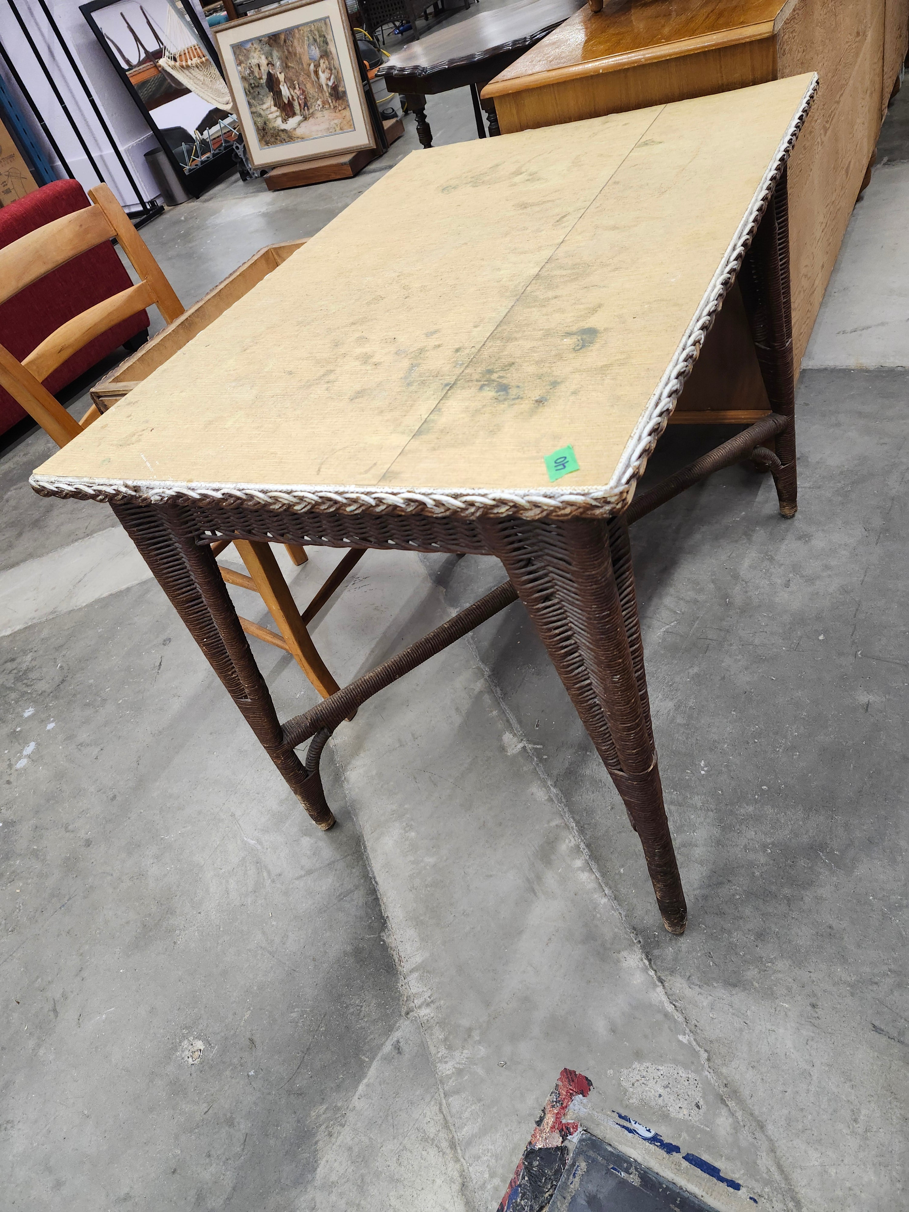 Wicker / bamboo table & chair