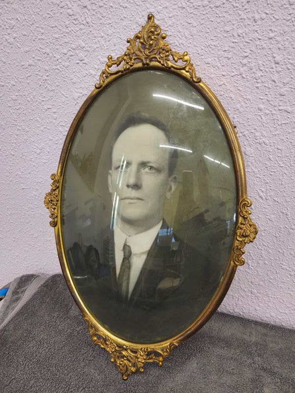 Antique brass picture frame