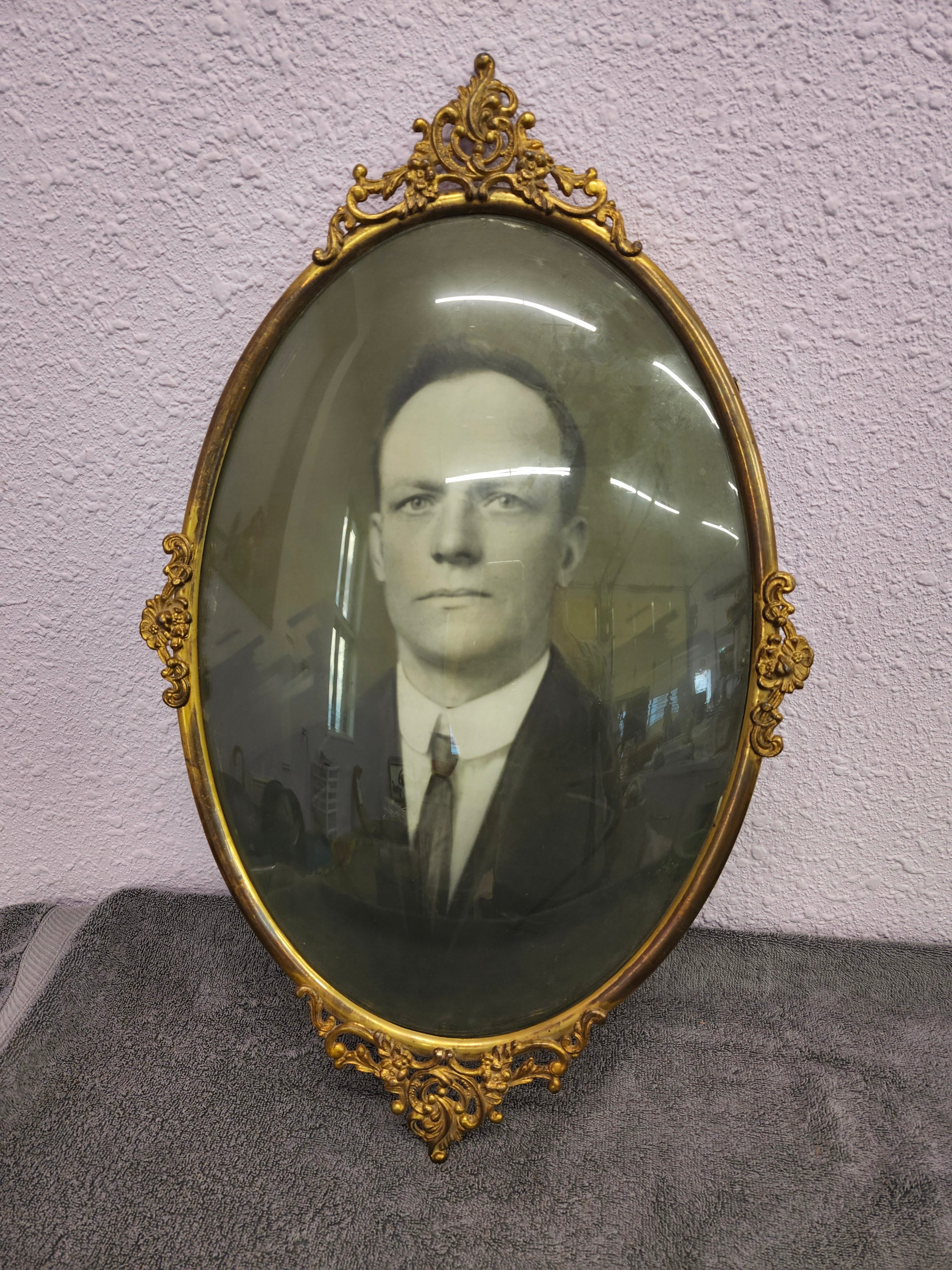 Antique brass picture frame