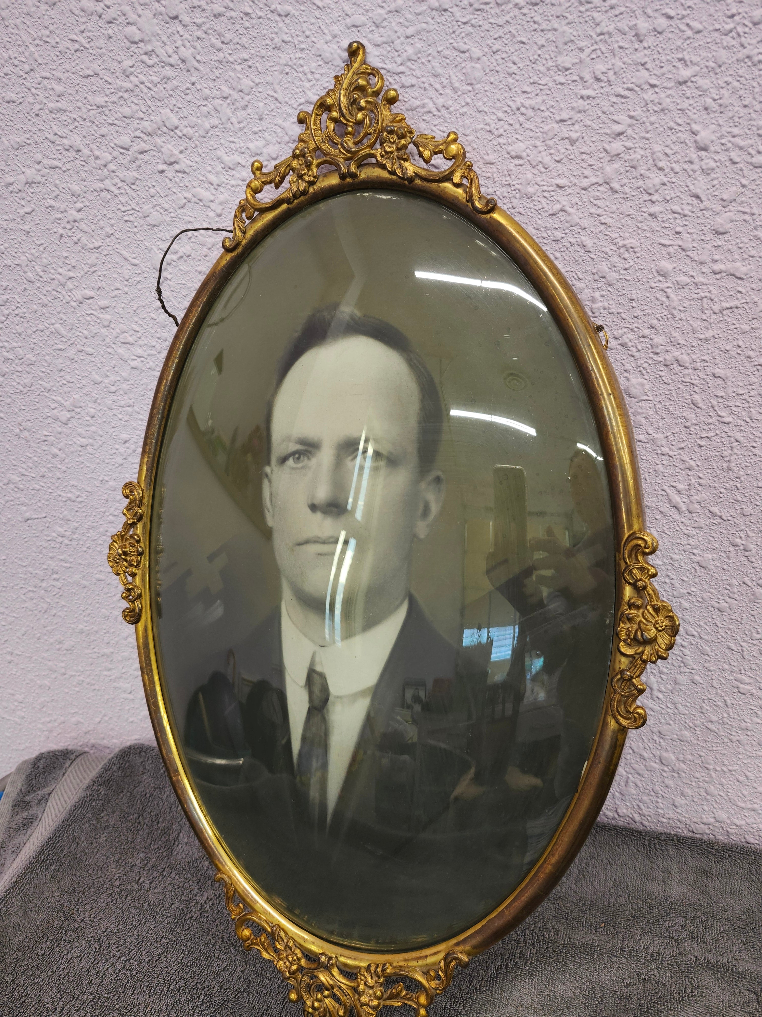 Antique brass picture frame