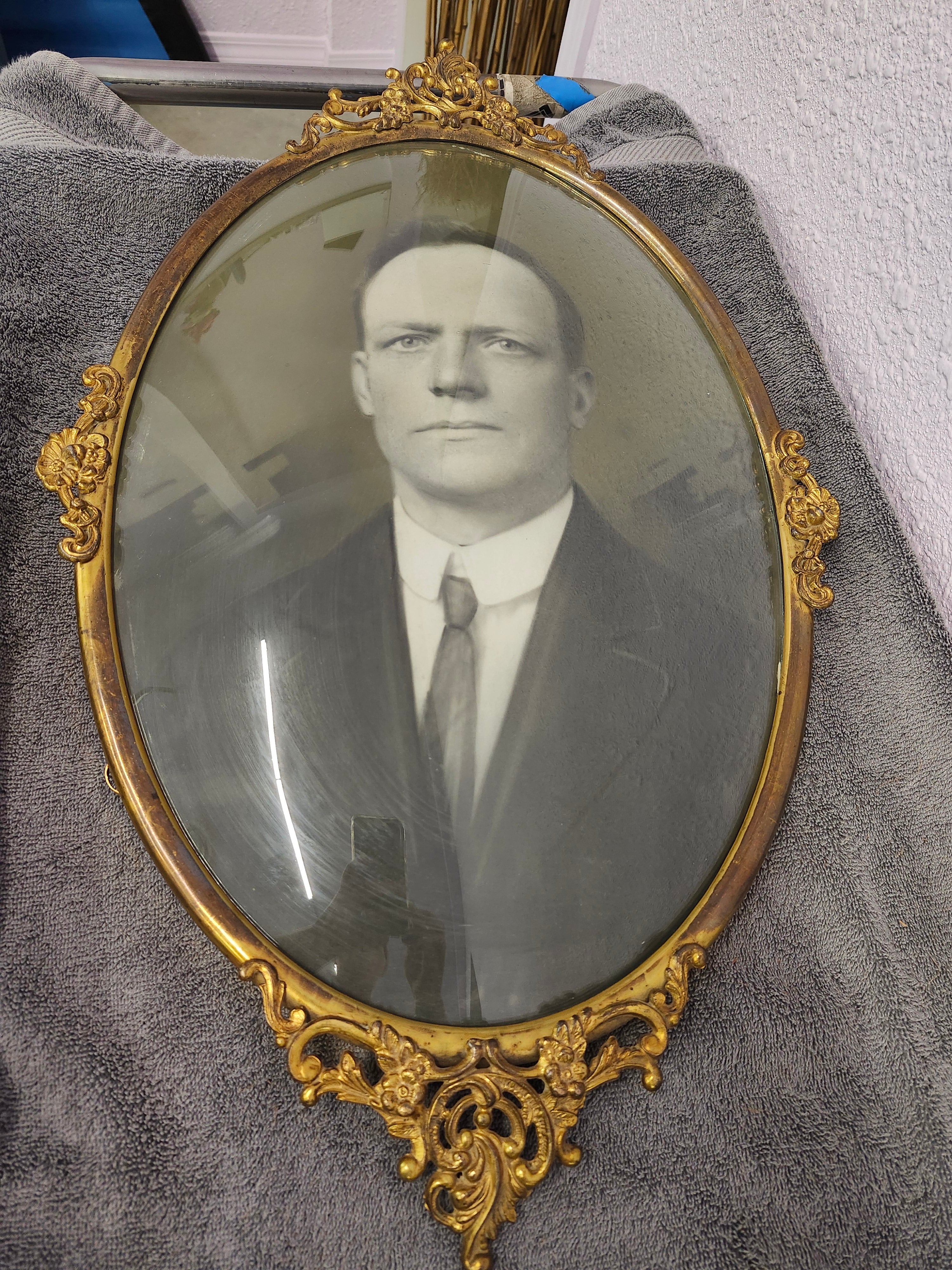 Antique brass picture frame