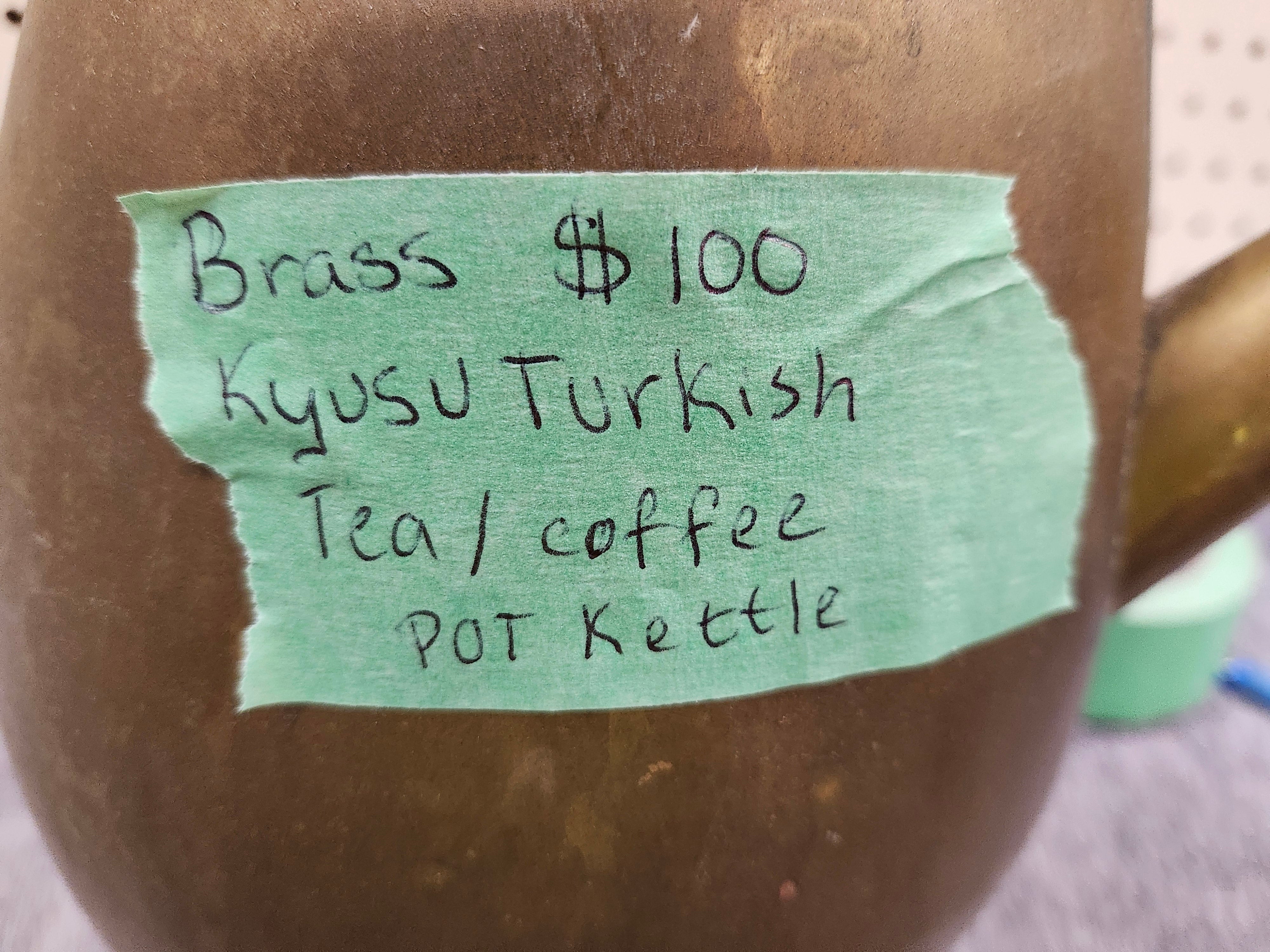 Brass kyusu Turkish tea / coffee pot / kettle