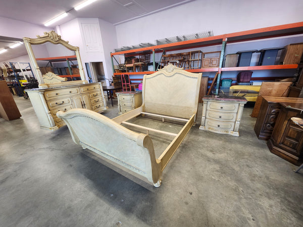 Queen bedroom set with marble tops