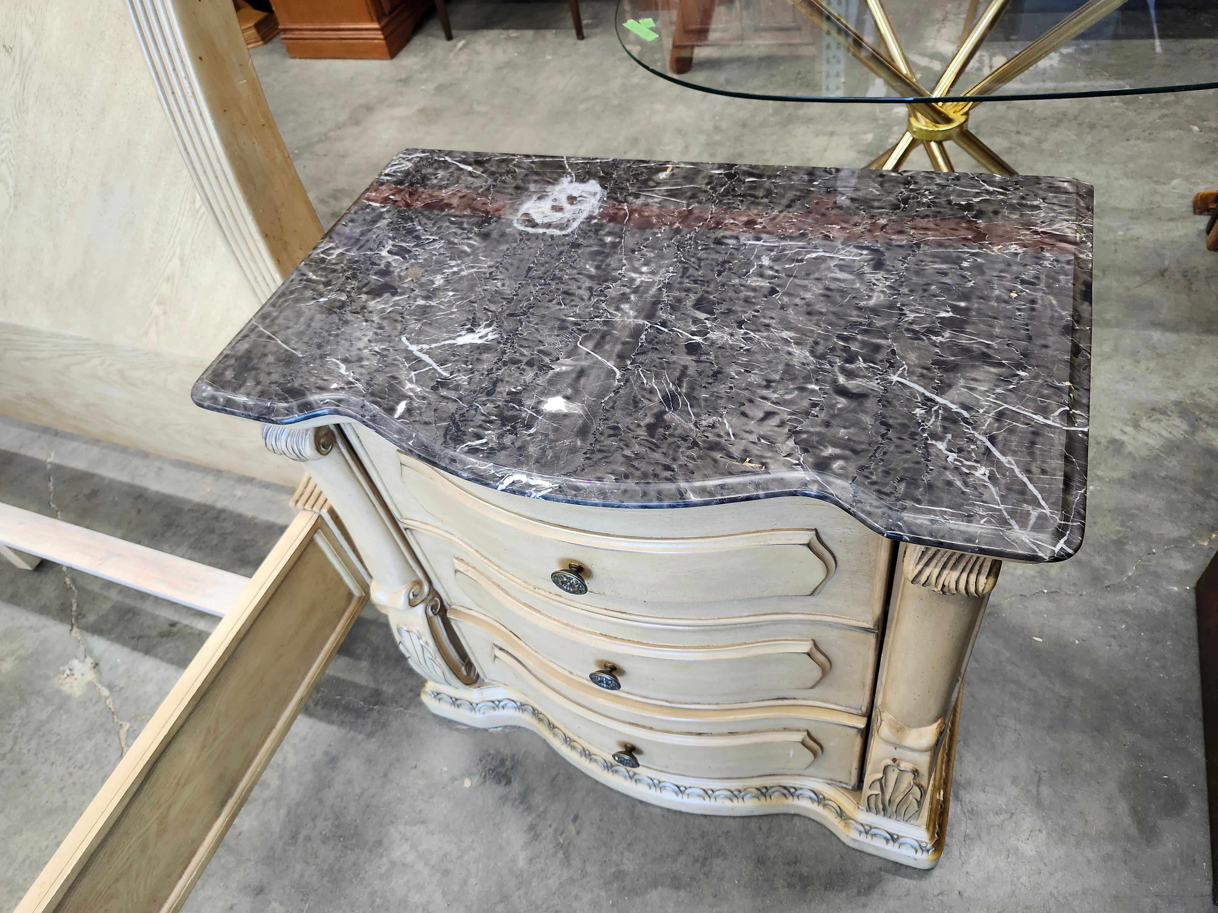 Queen bedroom set with marble tops