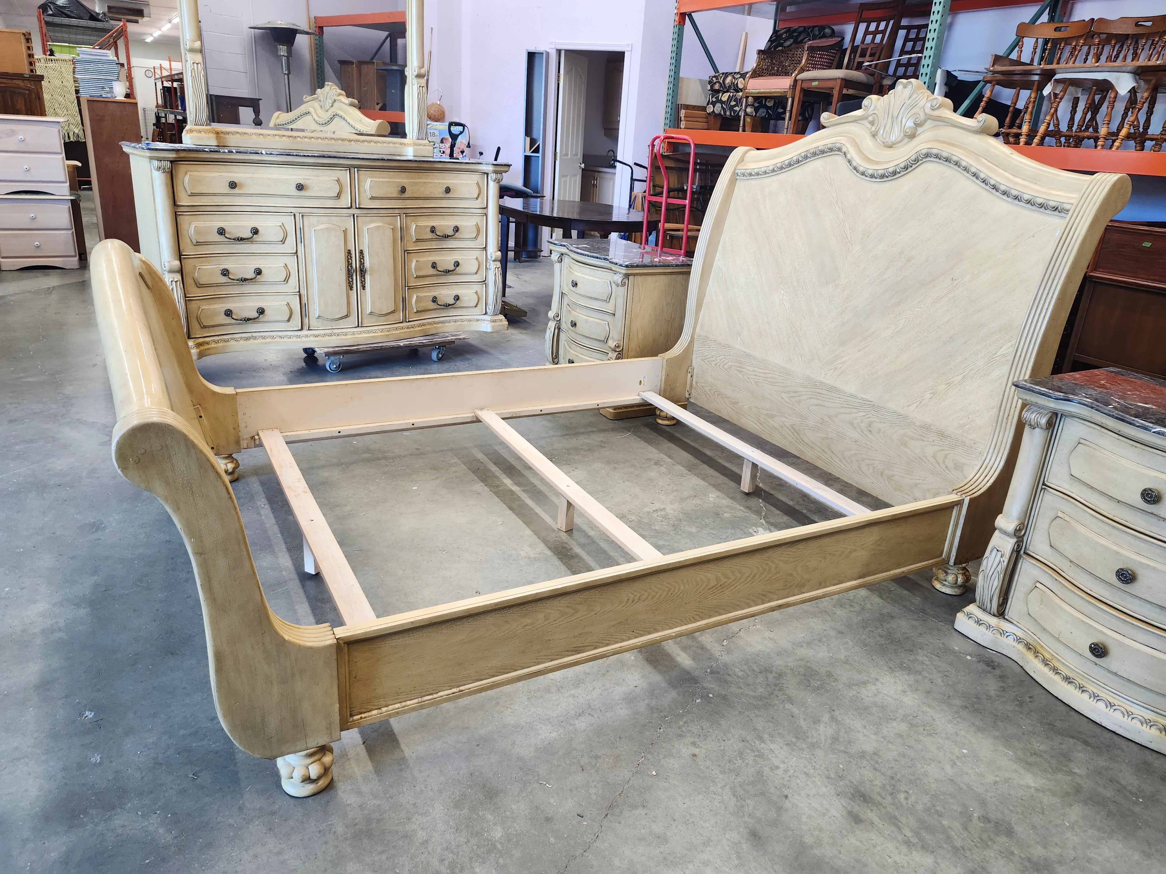 Queen bedroom set with marble tops