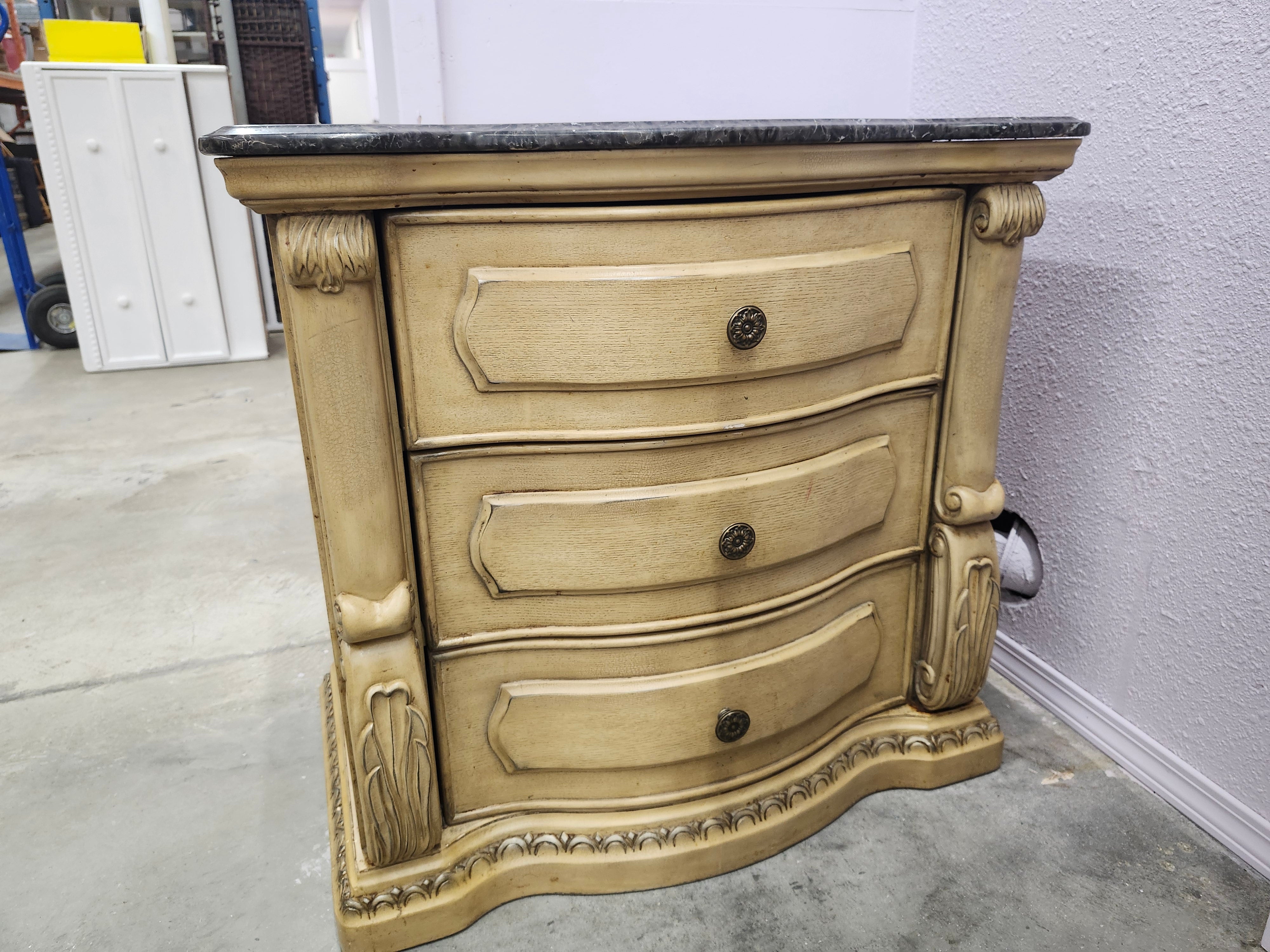 Queen bedroom set with marble tops