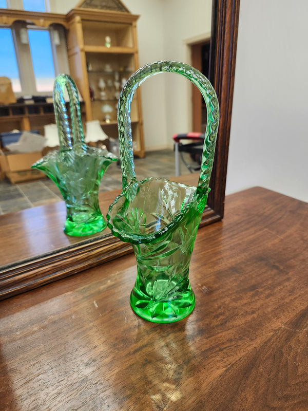 Green glass basket