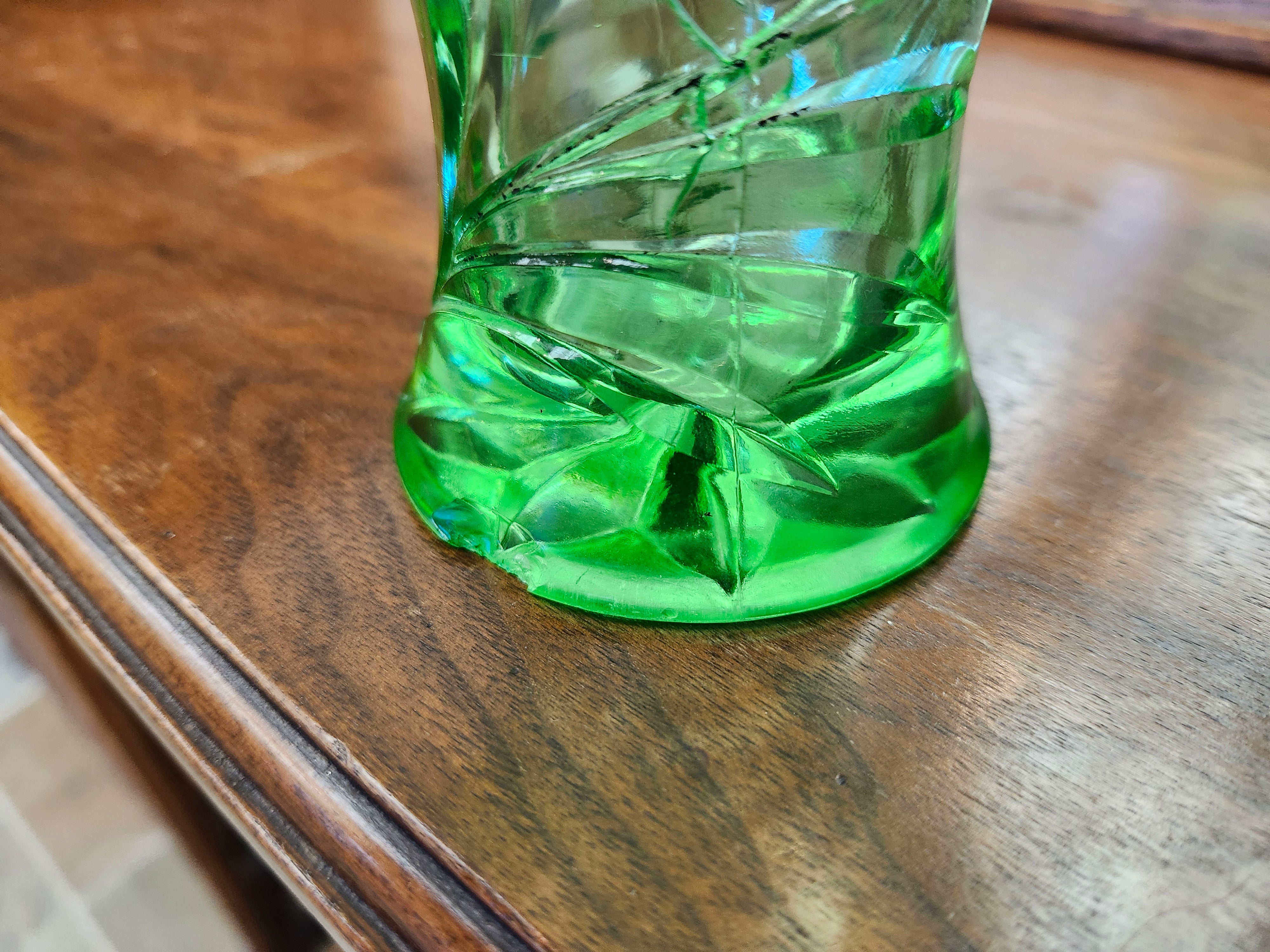 Green glass basket