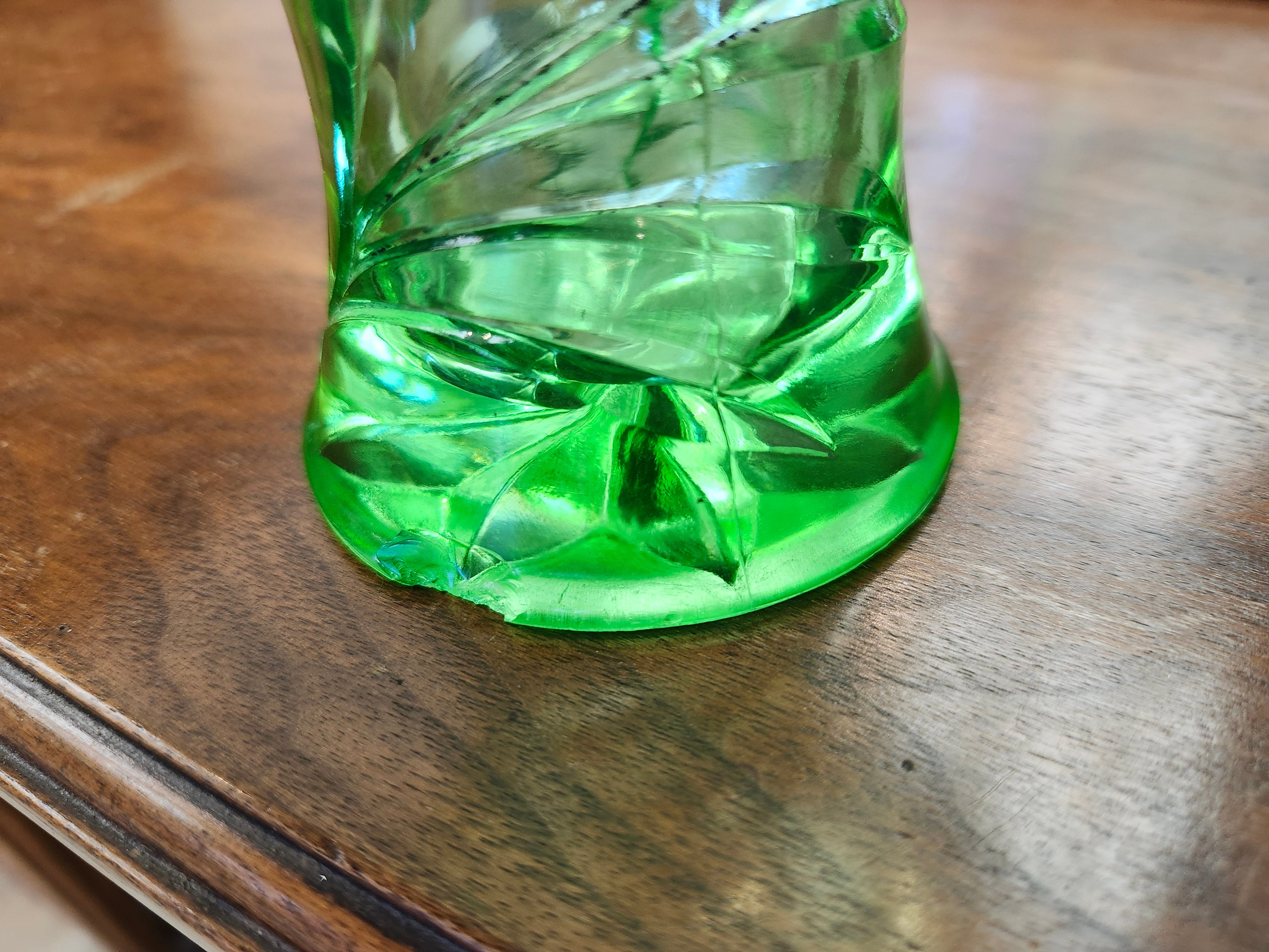Green glass basket