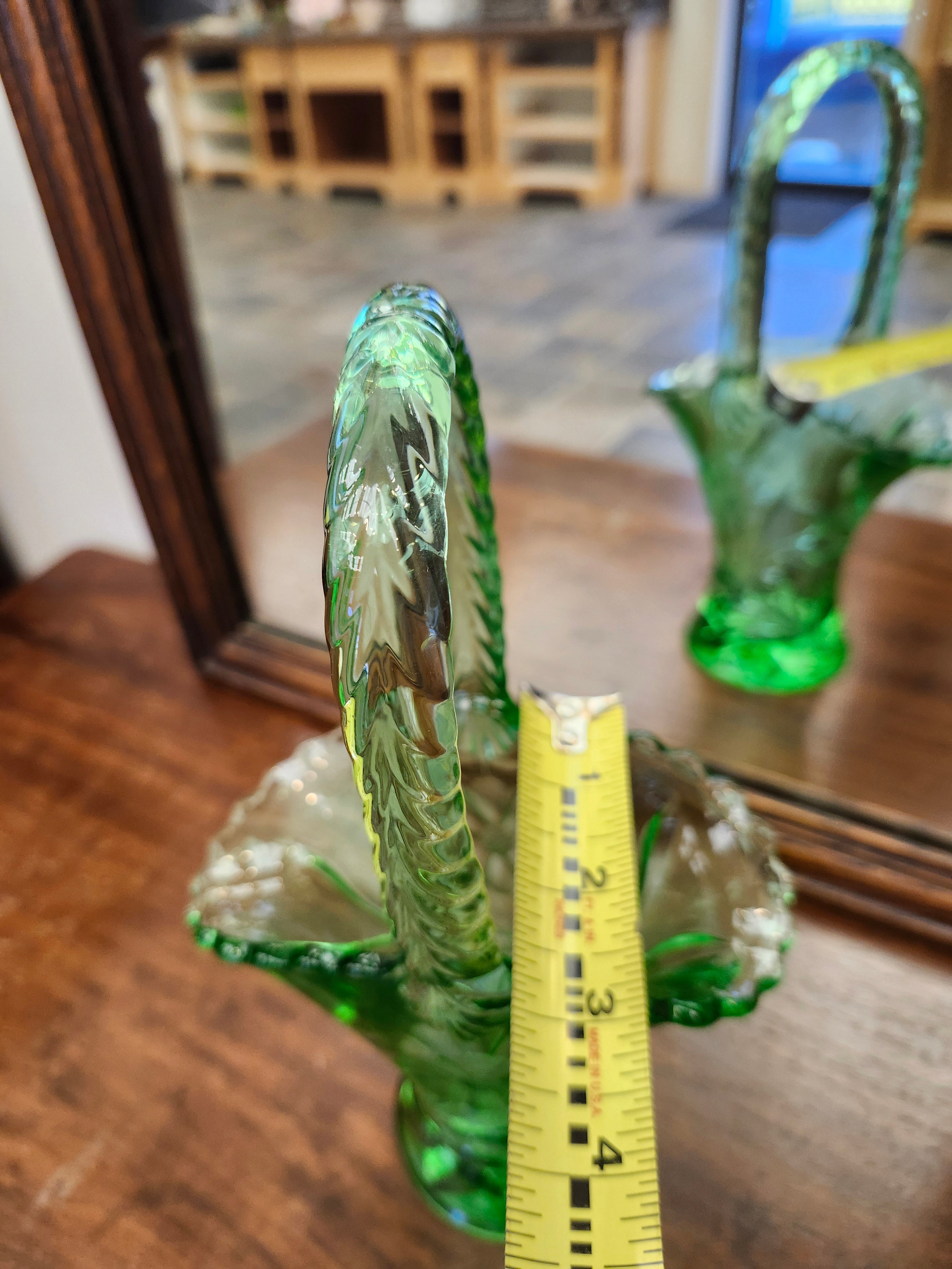 Green glass basket