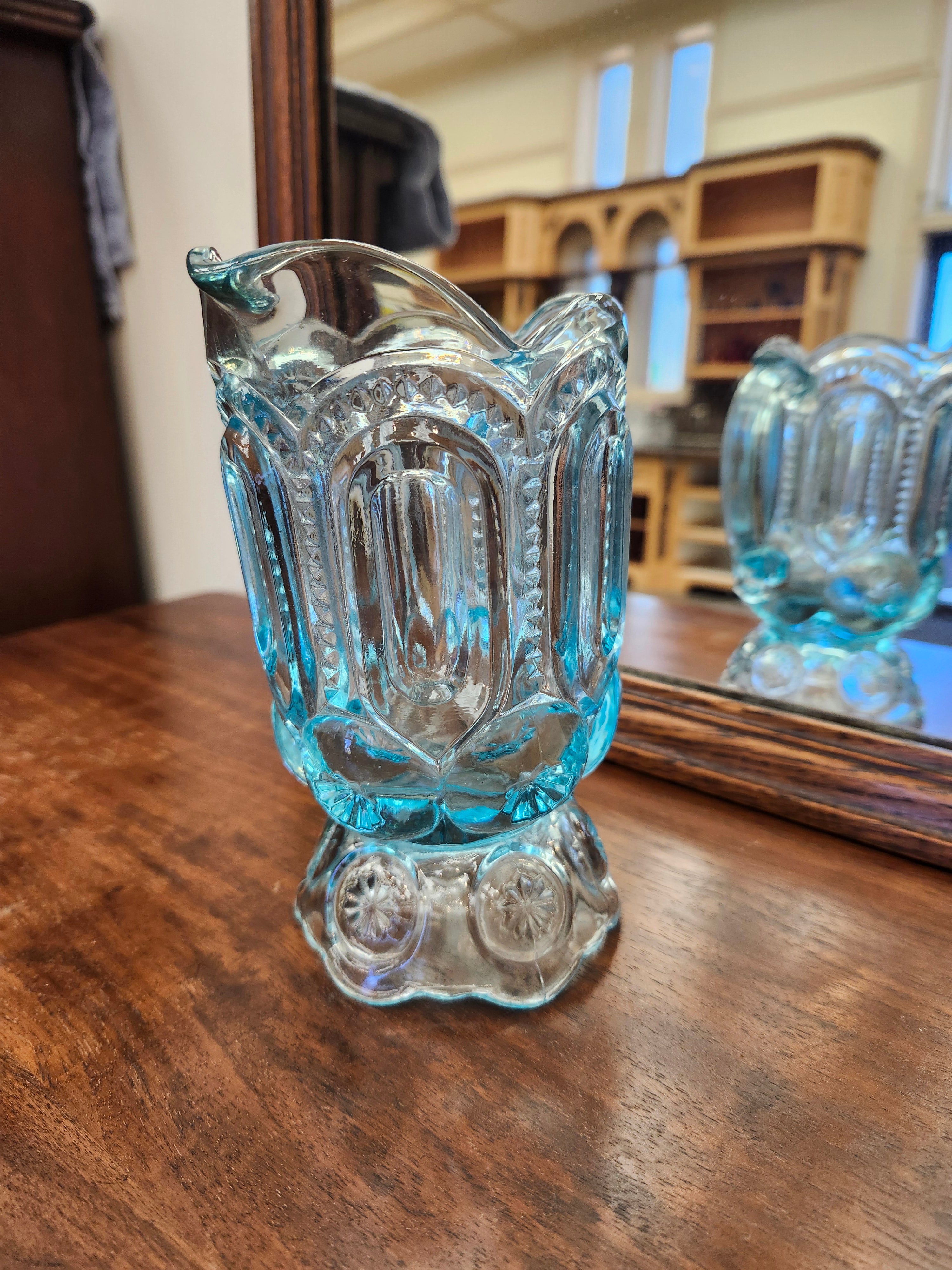 Blue glass creamer jug