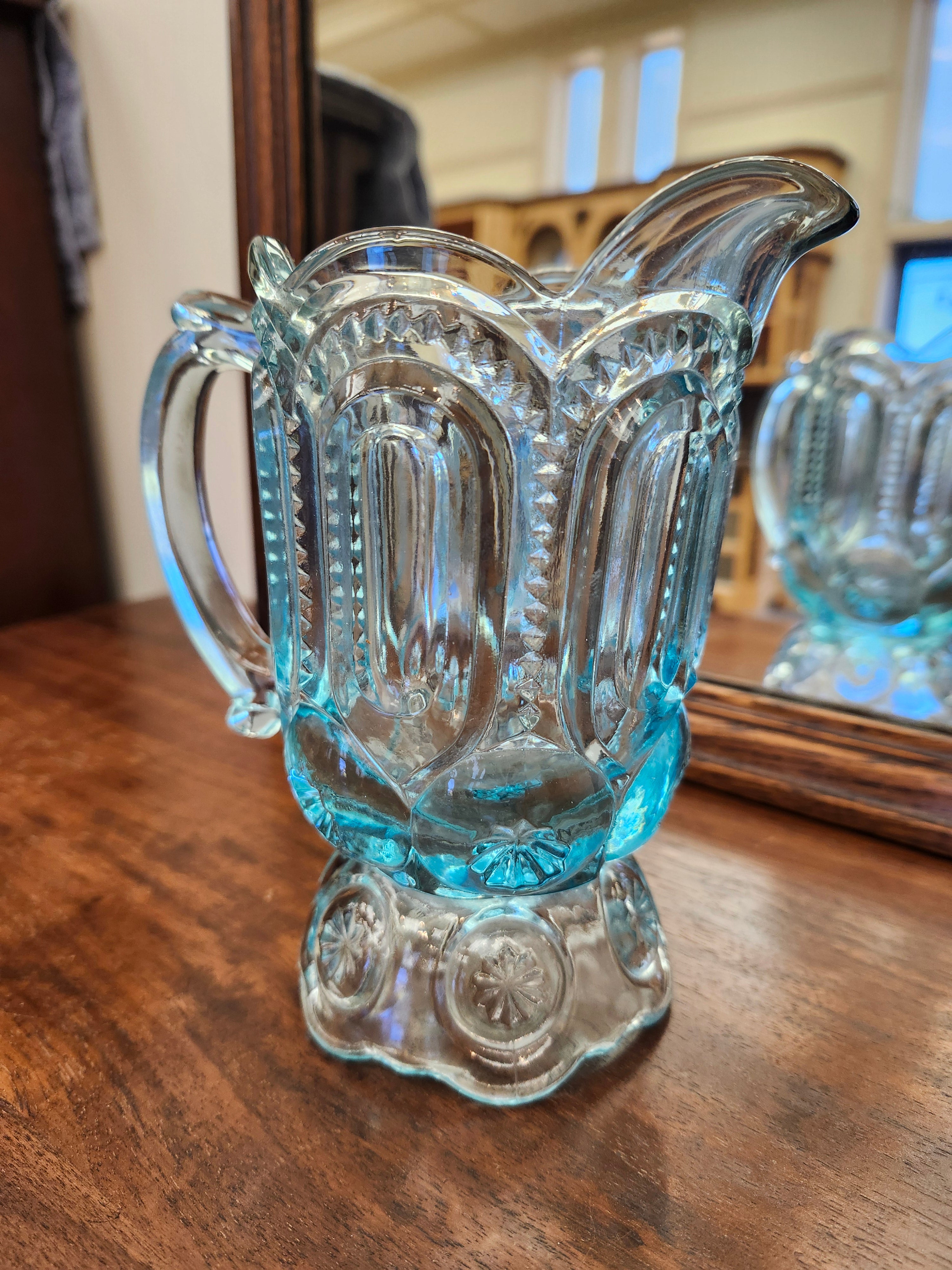 Blue glass creamer jug