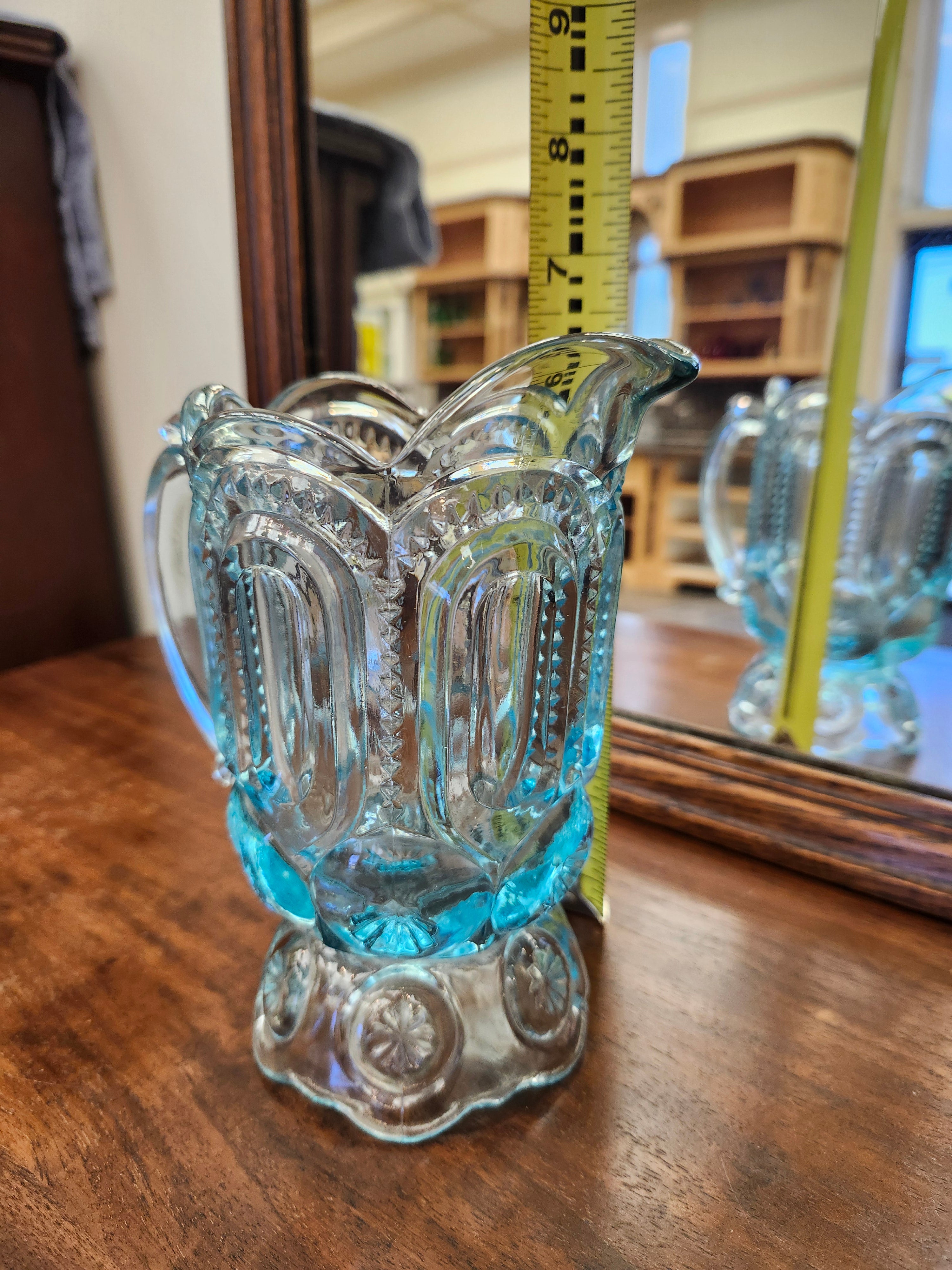 Blue glass creamer jug