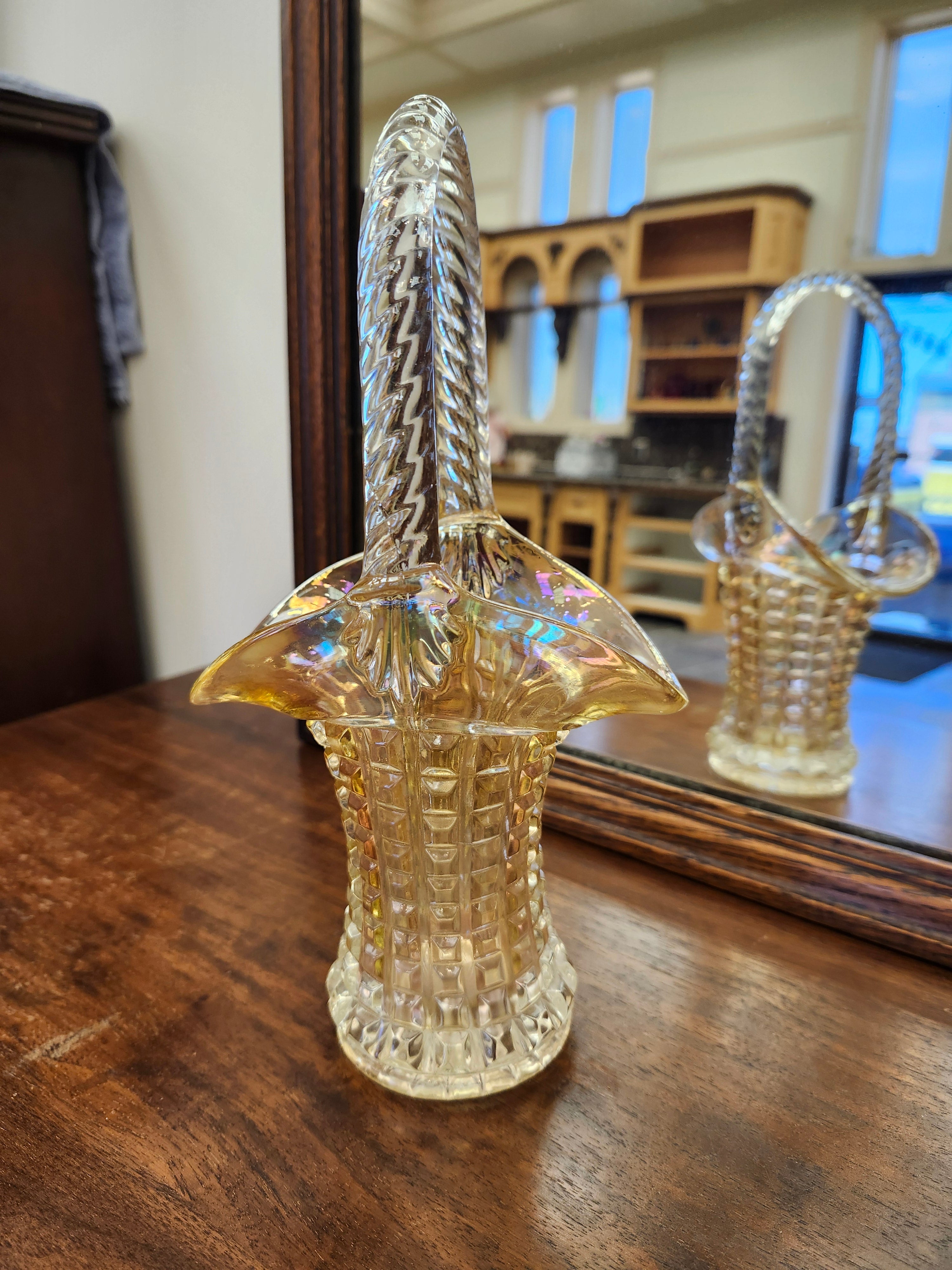 Carnival glass basket