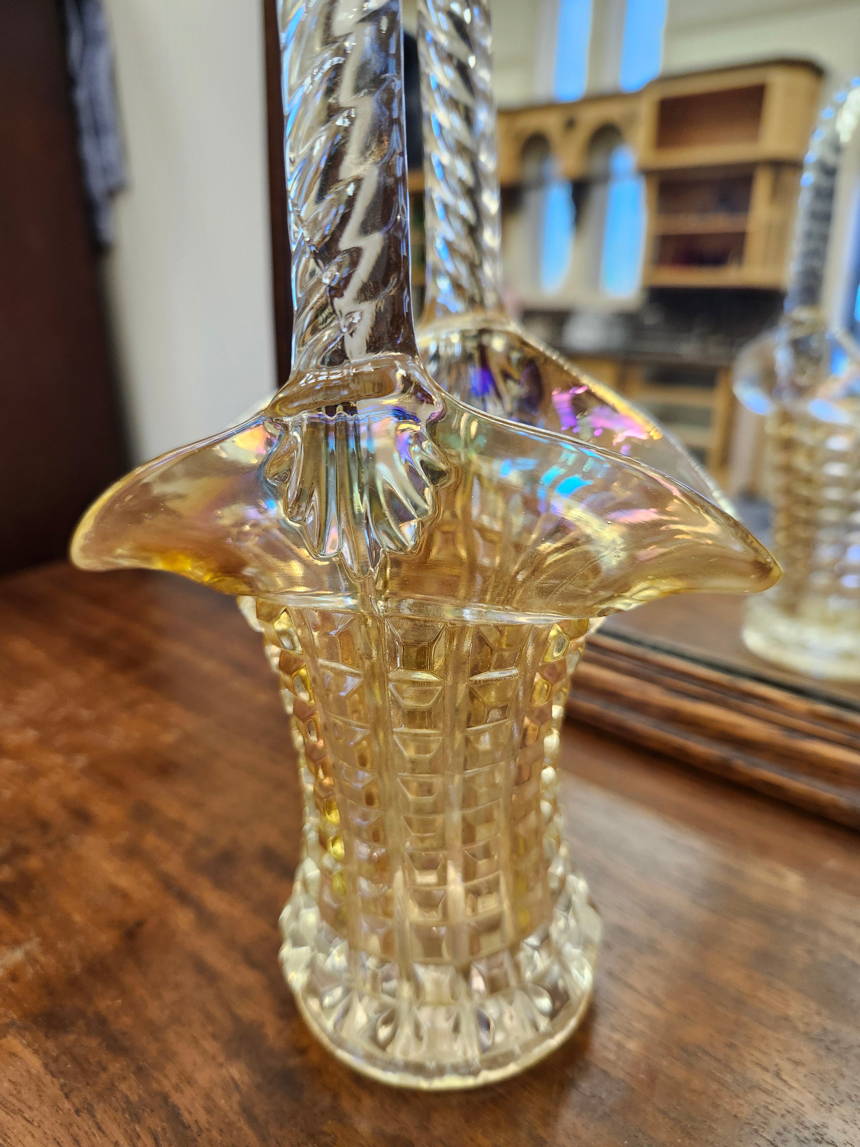 Carnival glass basket