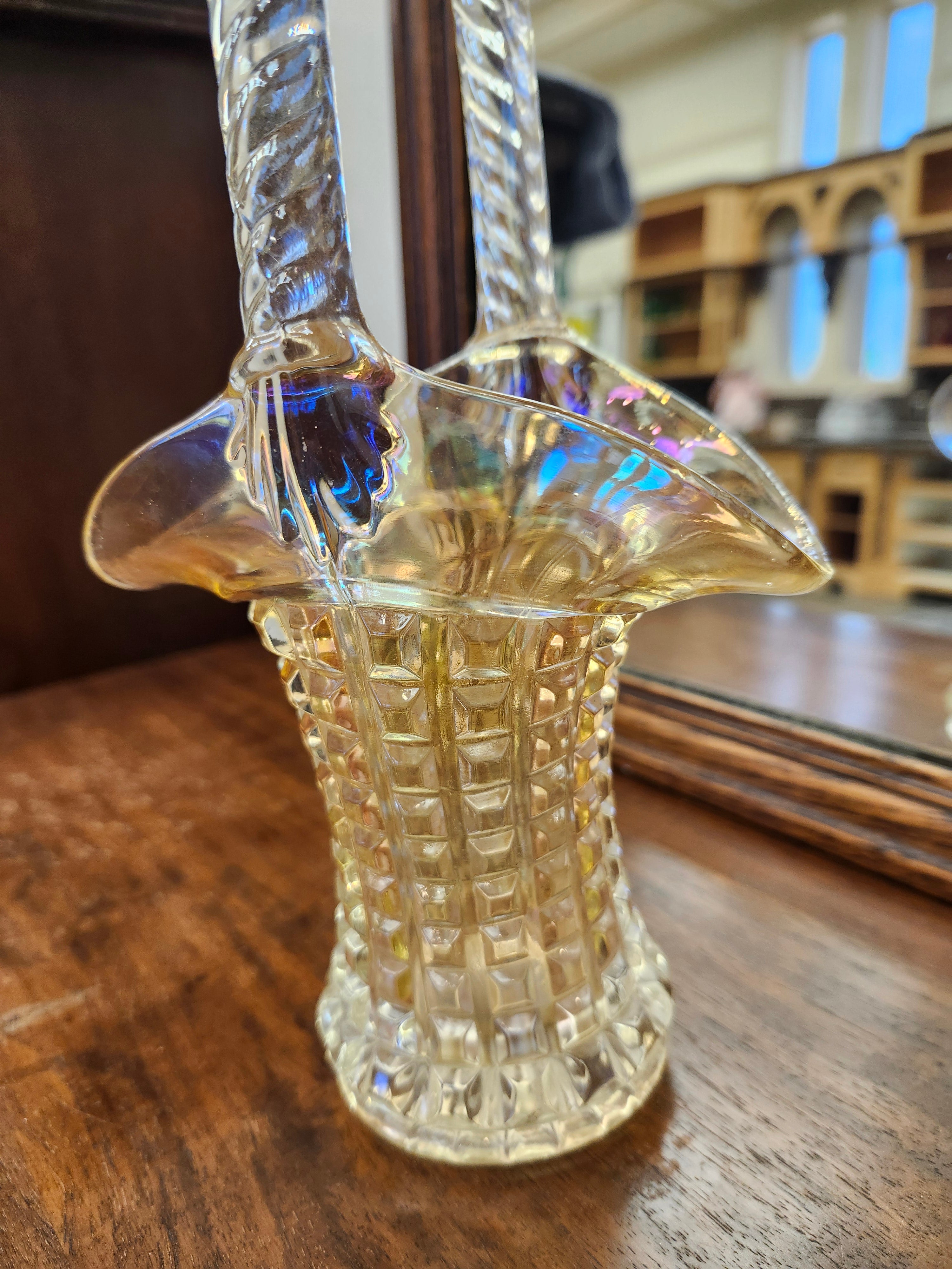Carnival glass basket