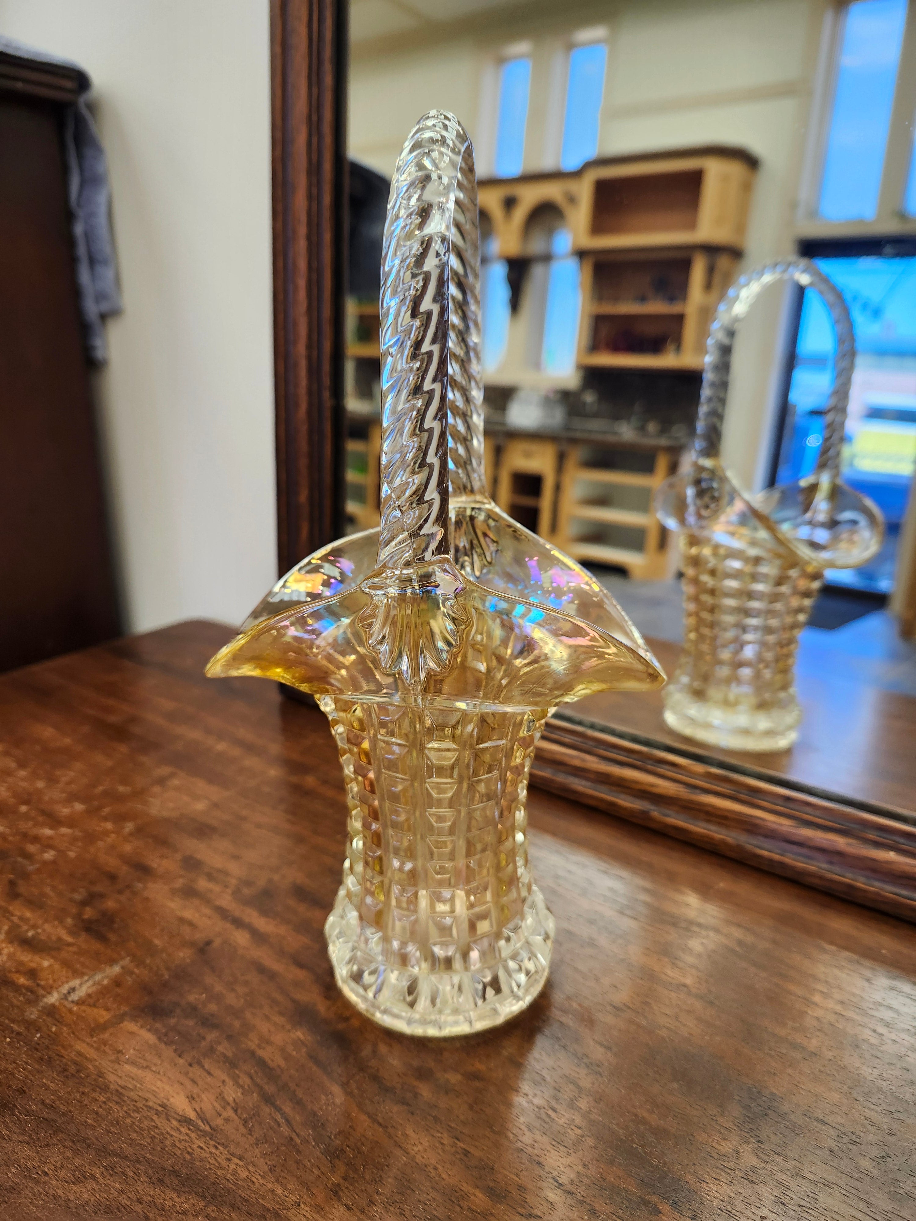 Carnival glass basket